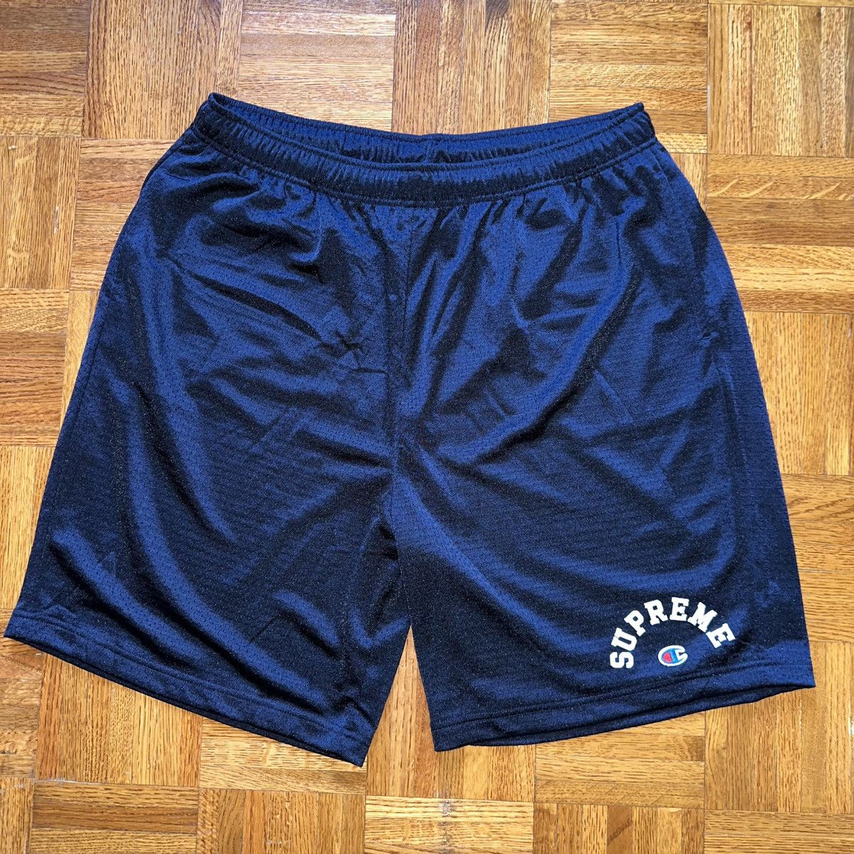 Champion Supreme Supreme Champion Mesh Shorts sz Large 2024 Navy Blue NEW Grailed