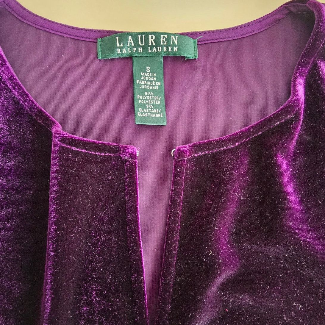 Lauren Ralph Lauren Lauren Ralph Laure Plum Velvet Keyhole Pullover Tunic Top S Size S / US 4 / IT 40 - 8 Thumbnail
