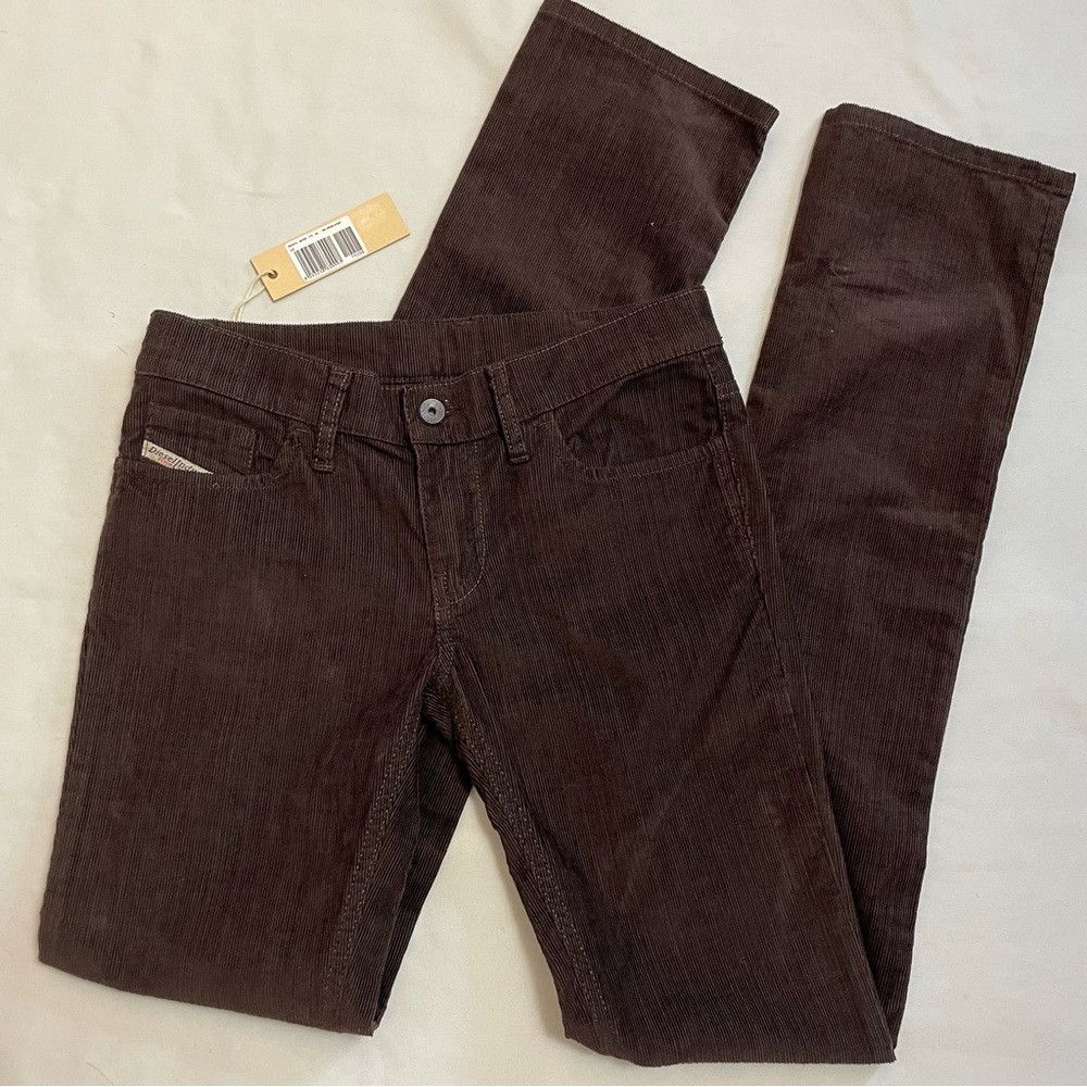 NWT New Diesel Straight Leg Corduroy Brown Pants Size 25