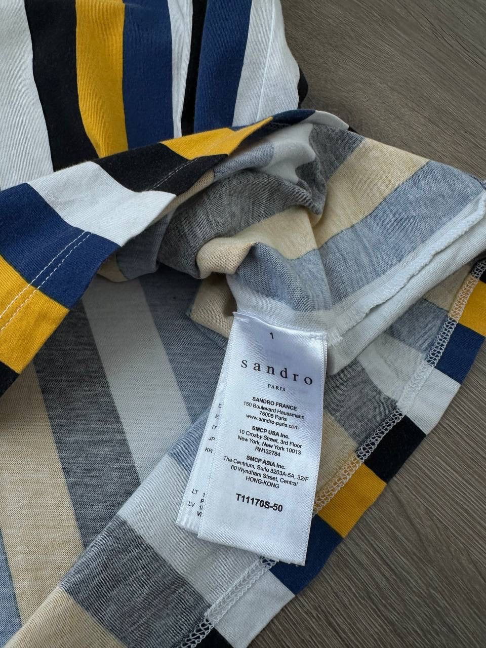 Sandro × Vintage Vintage Sandro Stripeded Yellow T-Shirt Size US S / EU 44-46 / 1 - 10 Thumbnail