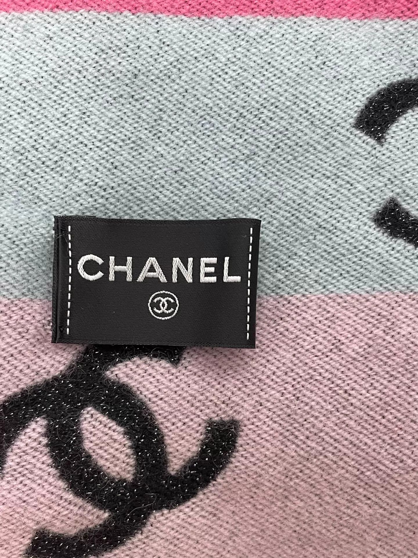 Chanel Chanel Rainbow Stripe Lg Logo Cashmere Scarf/Shawl Size ONE SIZE - 5 Thumbnail