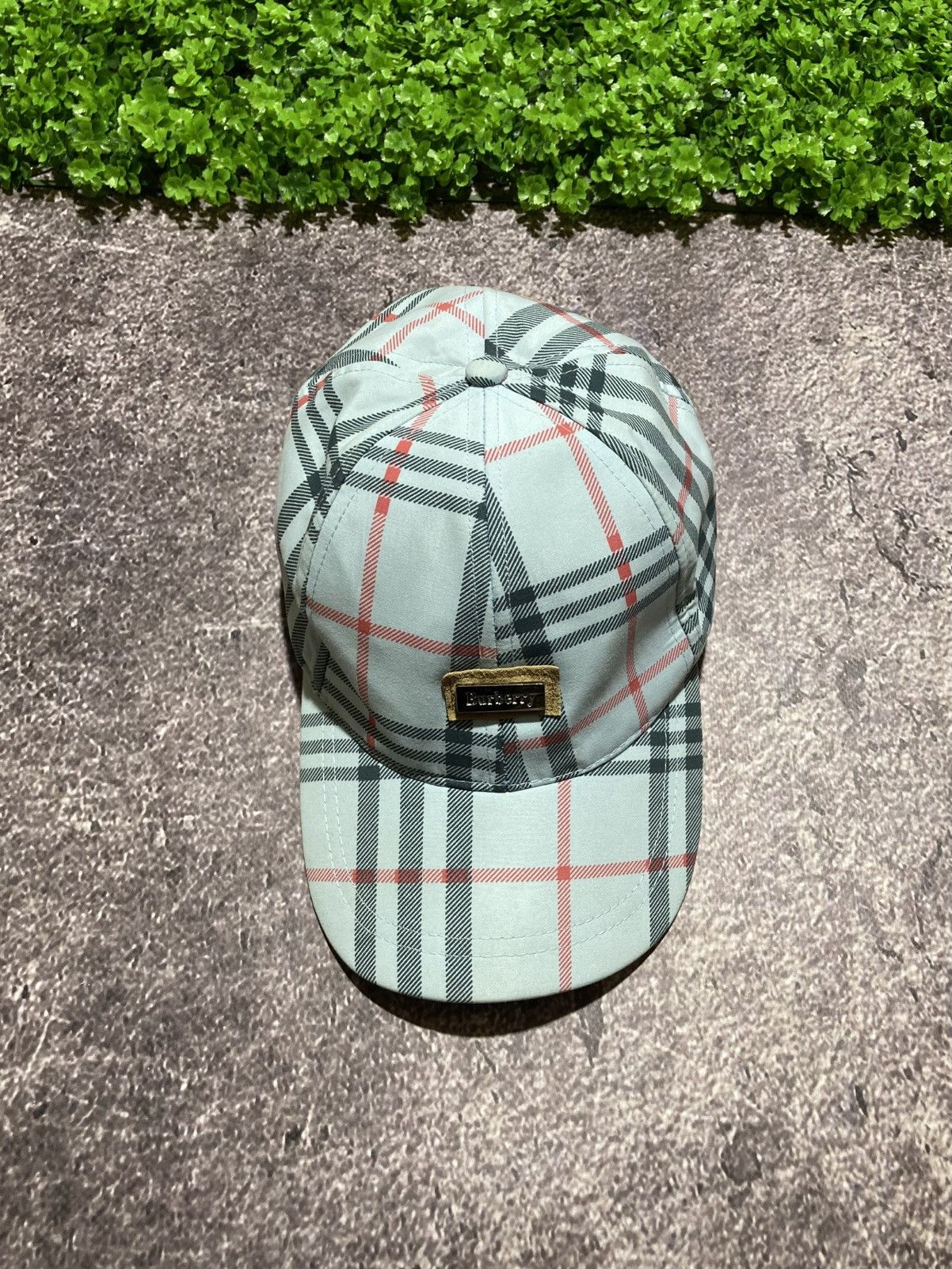 Vintage Burberry London Nova Check Baseball Cap Hat Blue