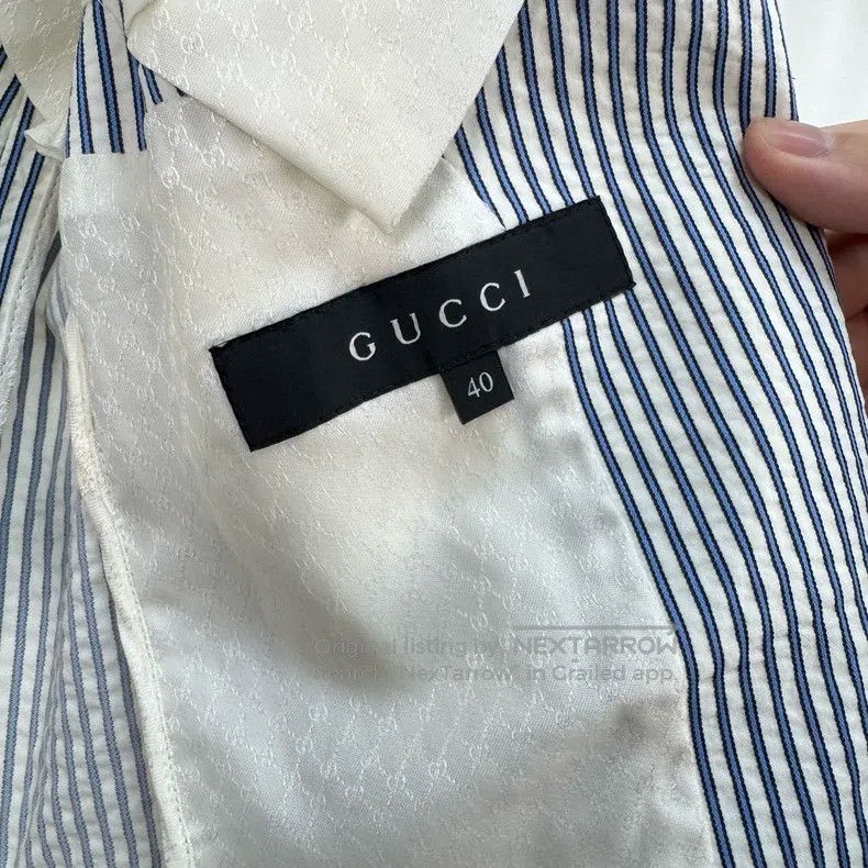 Gucci Gucci Silver buckle striped suit jacket Size 40R - 6 Thumbnail