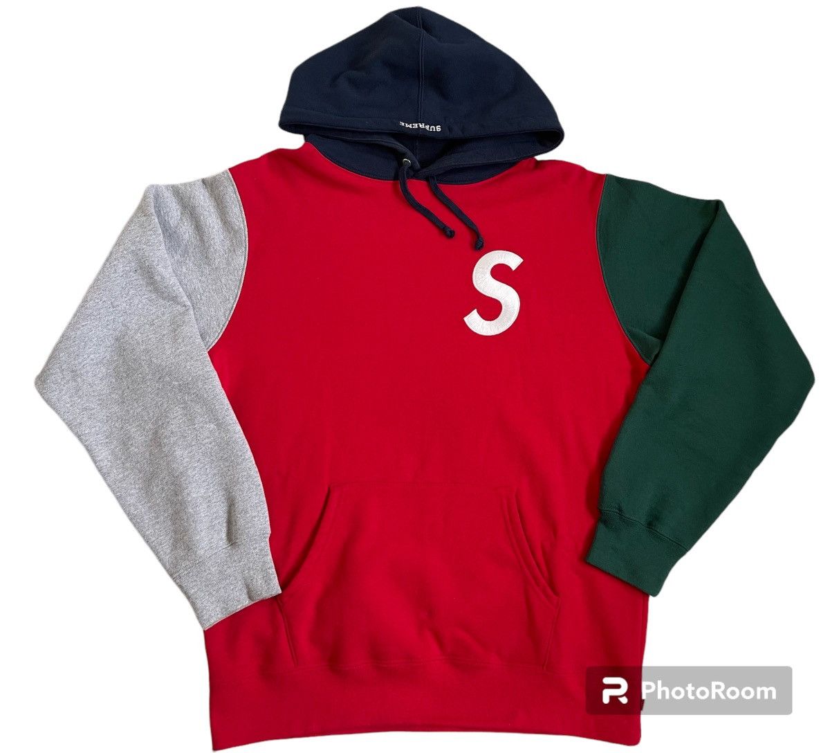 Supreme S Logo Colorblocked Hooded Sweatshirt Red (SS19) - Tops