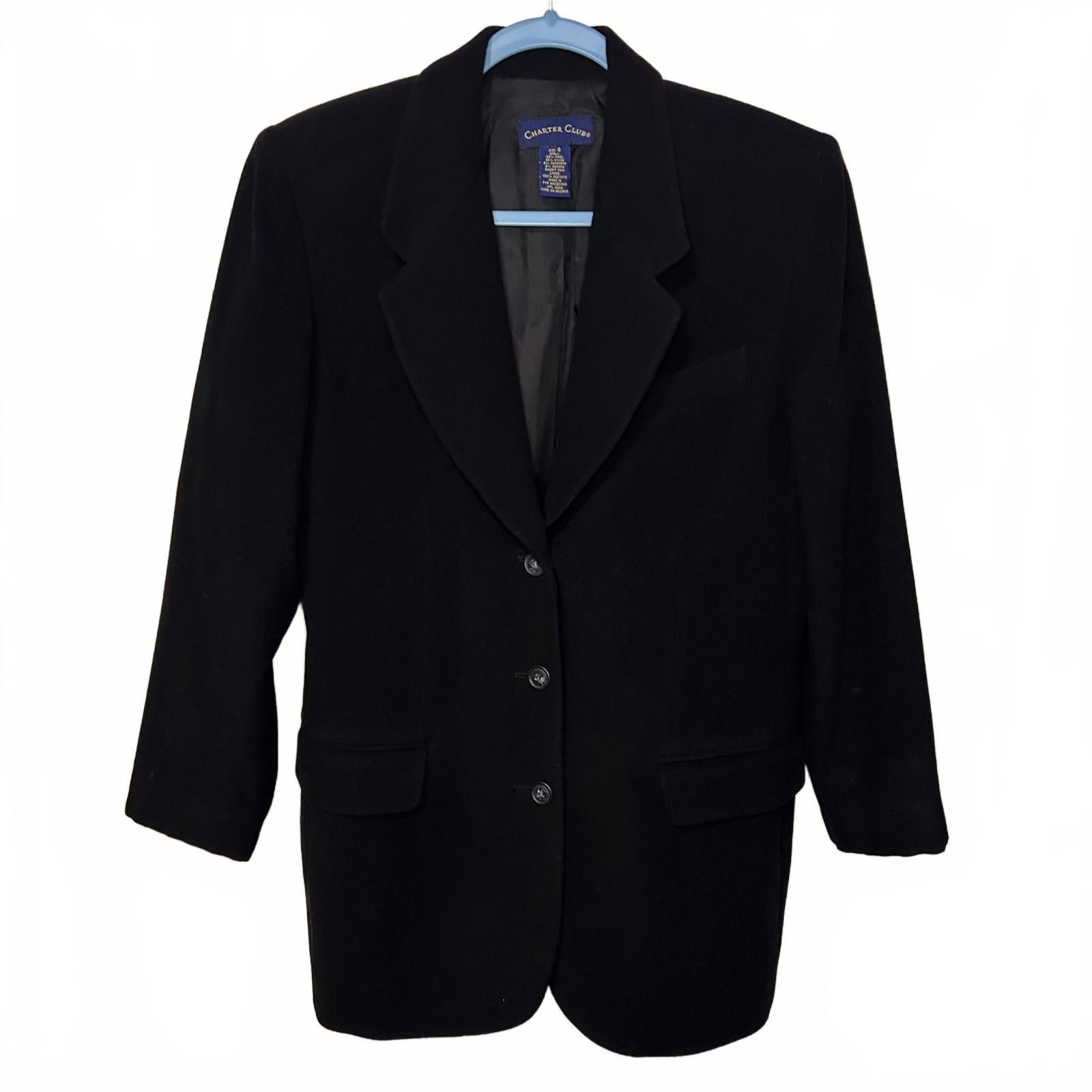Charter Club Charter Club Black Wool Cashmere Angora Blazer Womens 6 Size M / US 6-8 / IT 42-44 - 1 Thumbnail