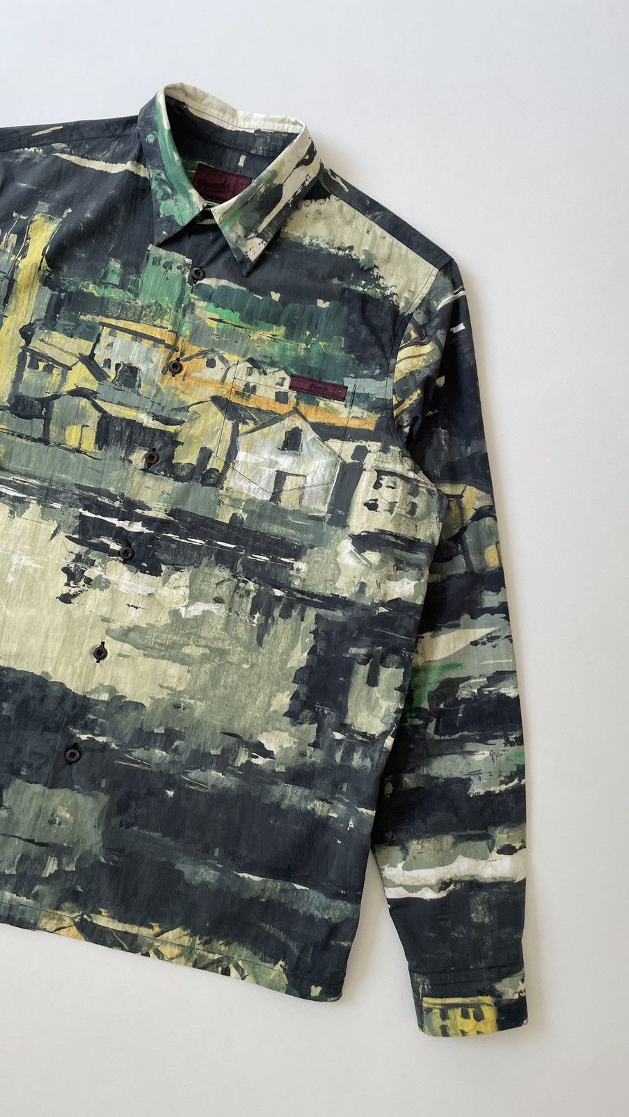 Prada A/W 17 Green ‘Village’ Print Cotton Shirt Size US M / EU 48-50 / 2 - 6 Thumbnail