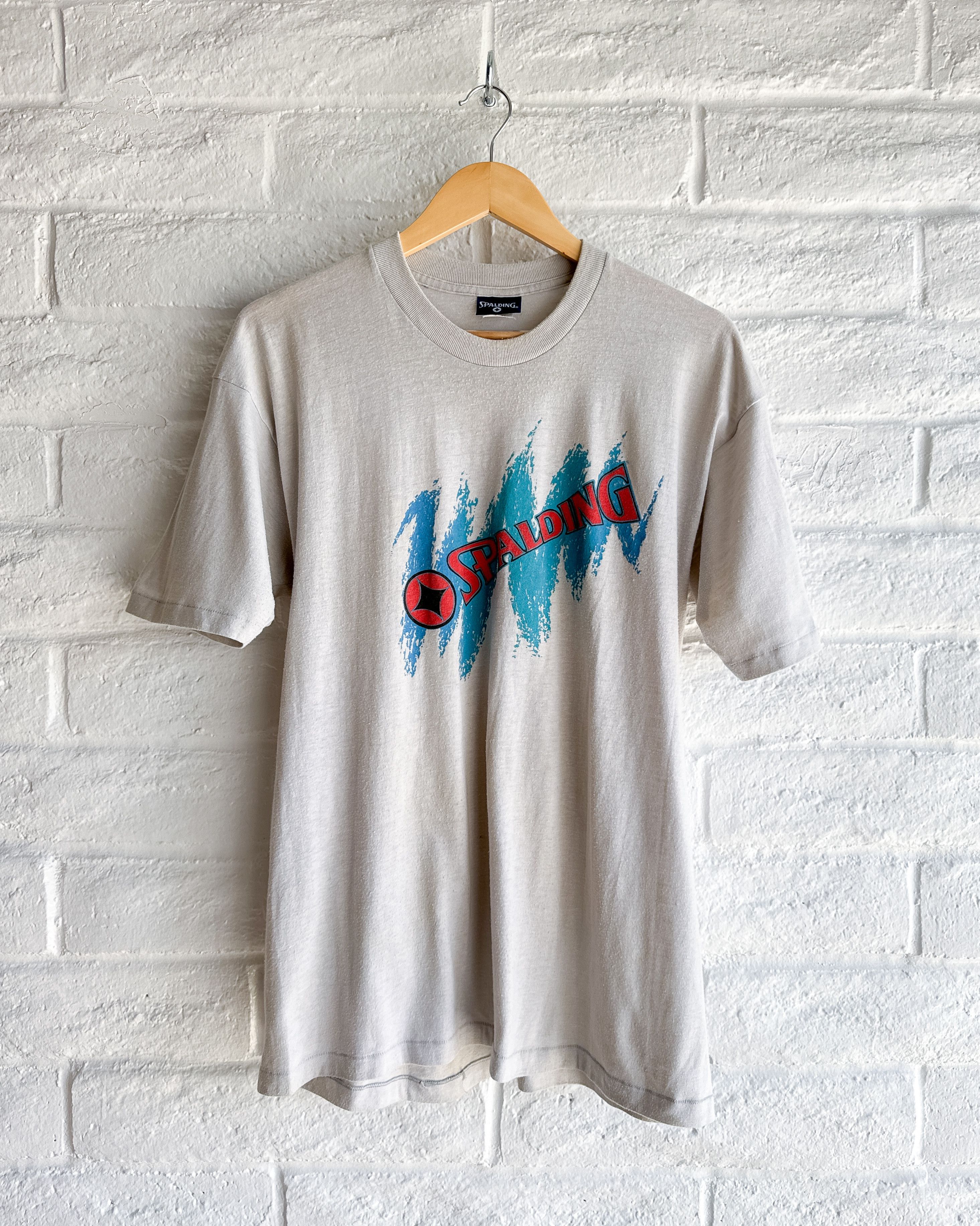 Spalding Vintage 1980s Spalding Sportswear T Shirt Gray Single Stitch Size US L / EU 52-54 / 3 - 1 Thumbnail