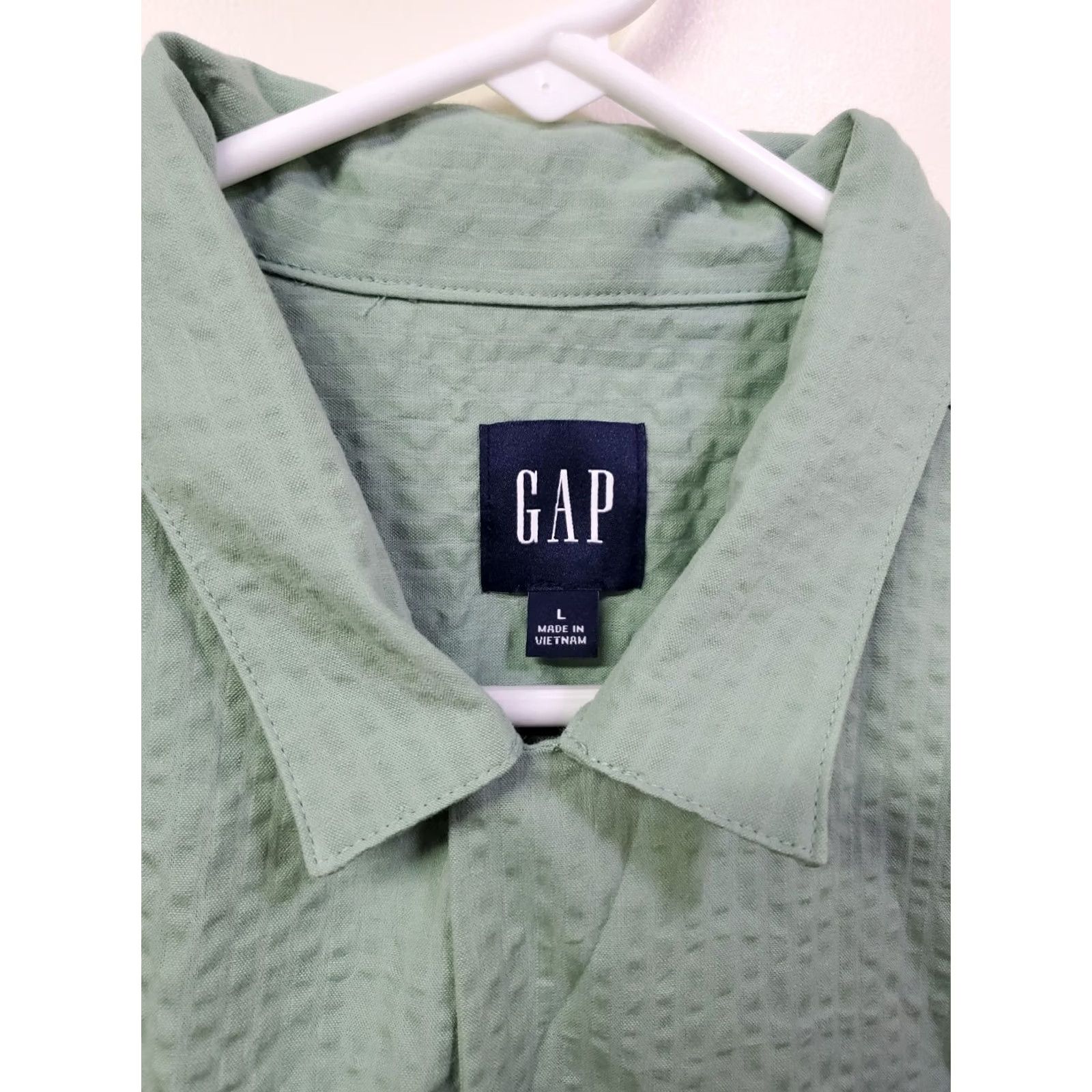 Gap Gap Seersucker Shirt Mens Large Granite Green Short Sleeve Button Up NWT Size US L / EU 52-54 / 3 - 2 Thumbnail