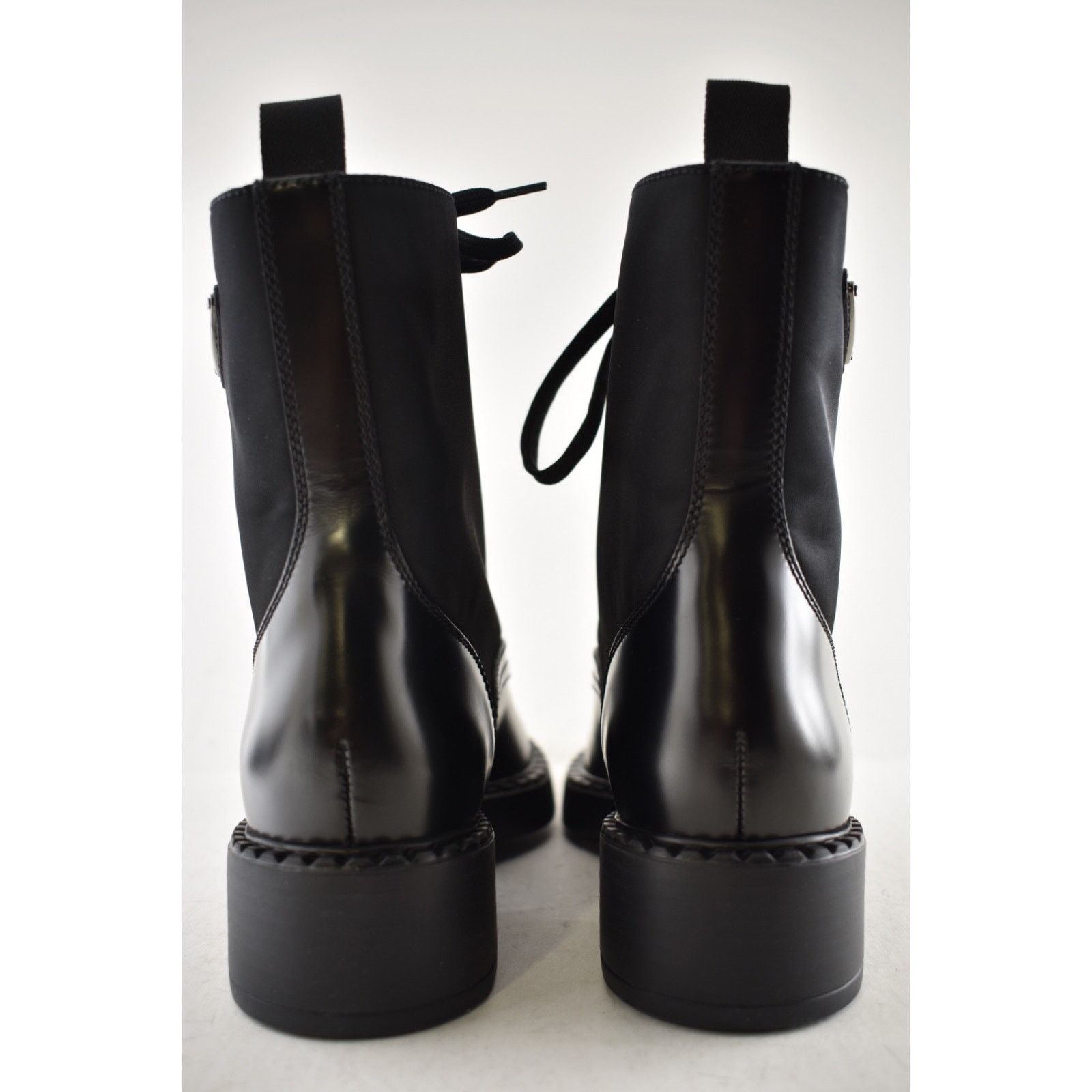Prada Prada Black Brushed Leather Lace Up Combat Ankle Boot 36.5 Size US 6.5 / IT 36.5 - 15 Thumbnail