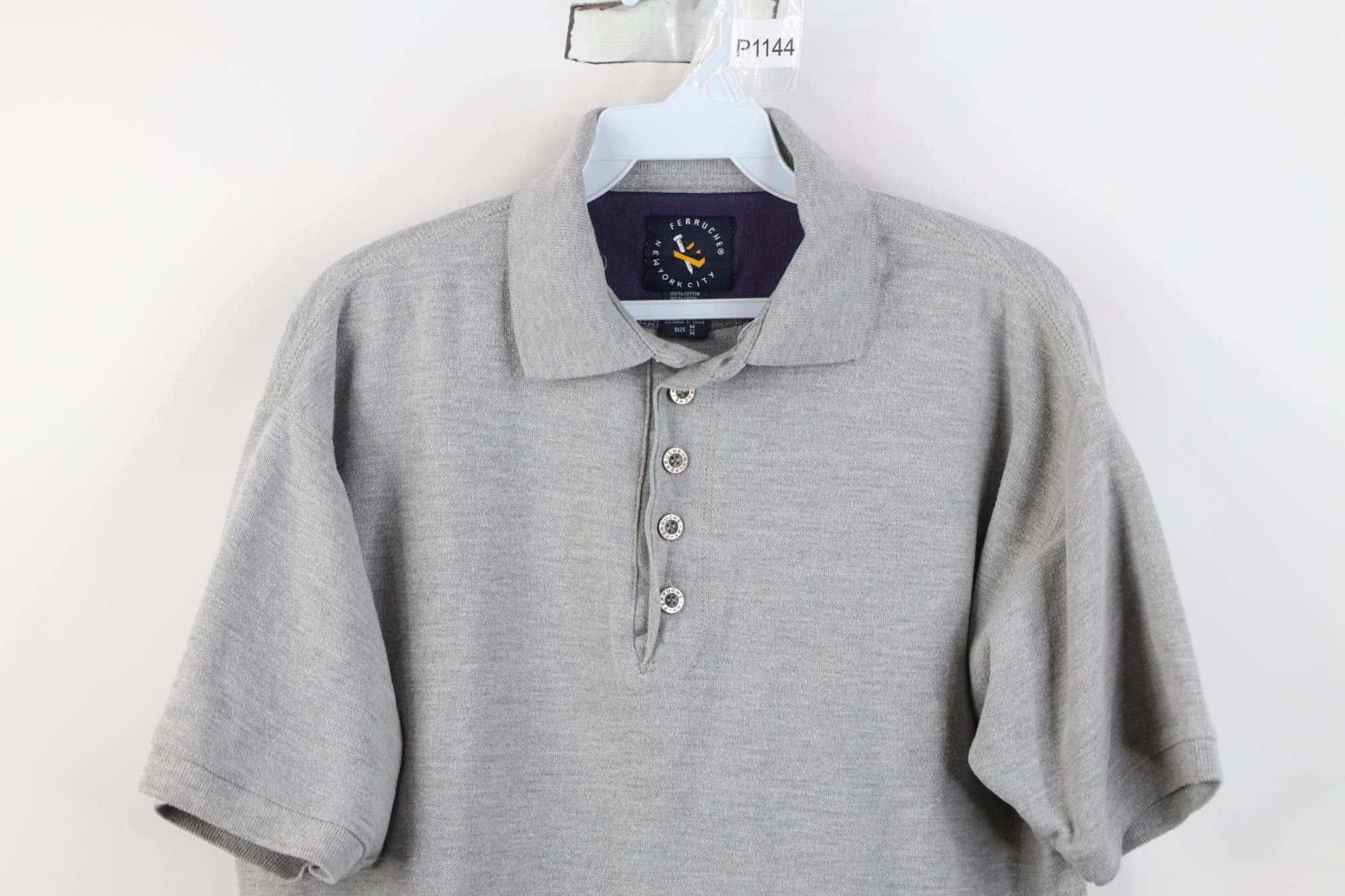 Vintage Vintage 90s Streetwear Collared Golf Polo Shirt Gray Cotton Size US M / EU 48-50 / 2 - 2 Thumbnail