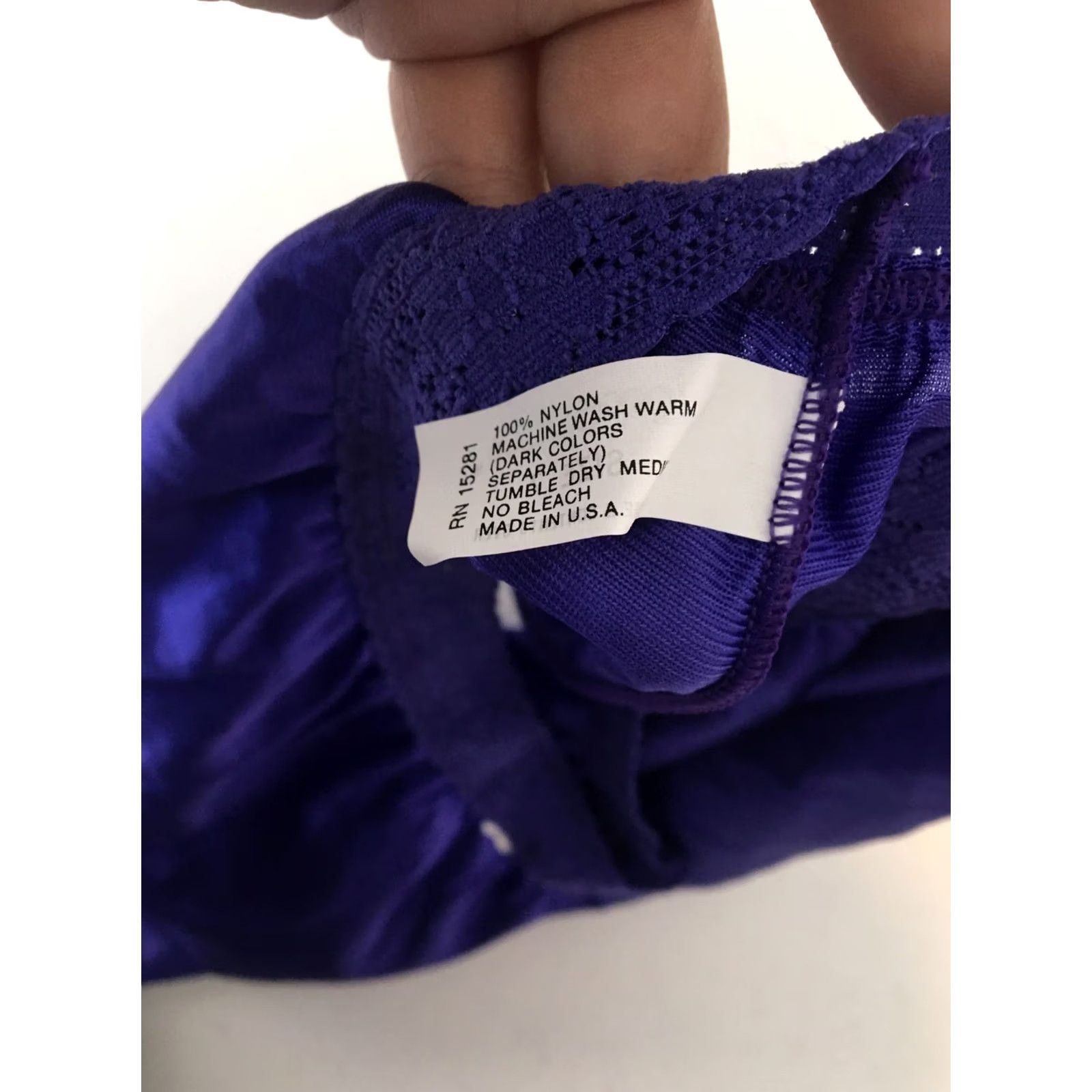 Vintage VTG 1980s Mushroom Gusset Granny Nylon Panties Lace Sheer Royal Purple 7 NEW Lovepops Womens Rockabilly Panties Size 28" / US 6 / IT 42 - 5 Thumbnail