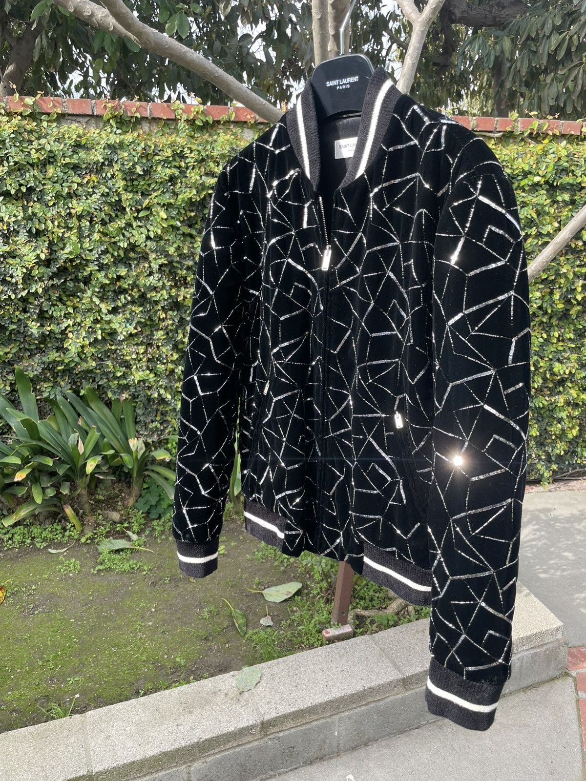 Saint Laurent Paris Saint Laurent Paris Teddy Varsity Sequin Bomber Jacket Black Size US S / EU 44-46 / 1 - 3 Thumbnail