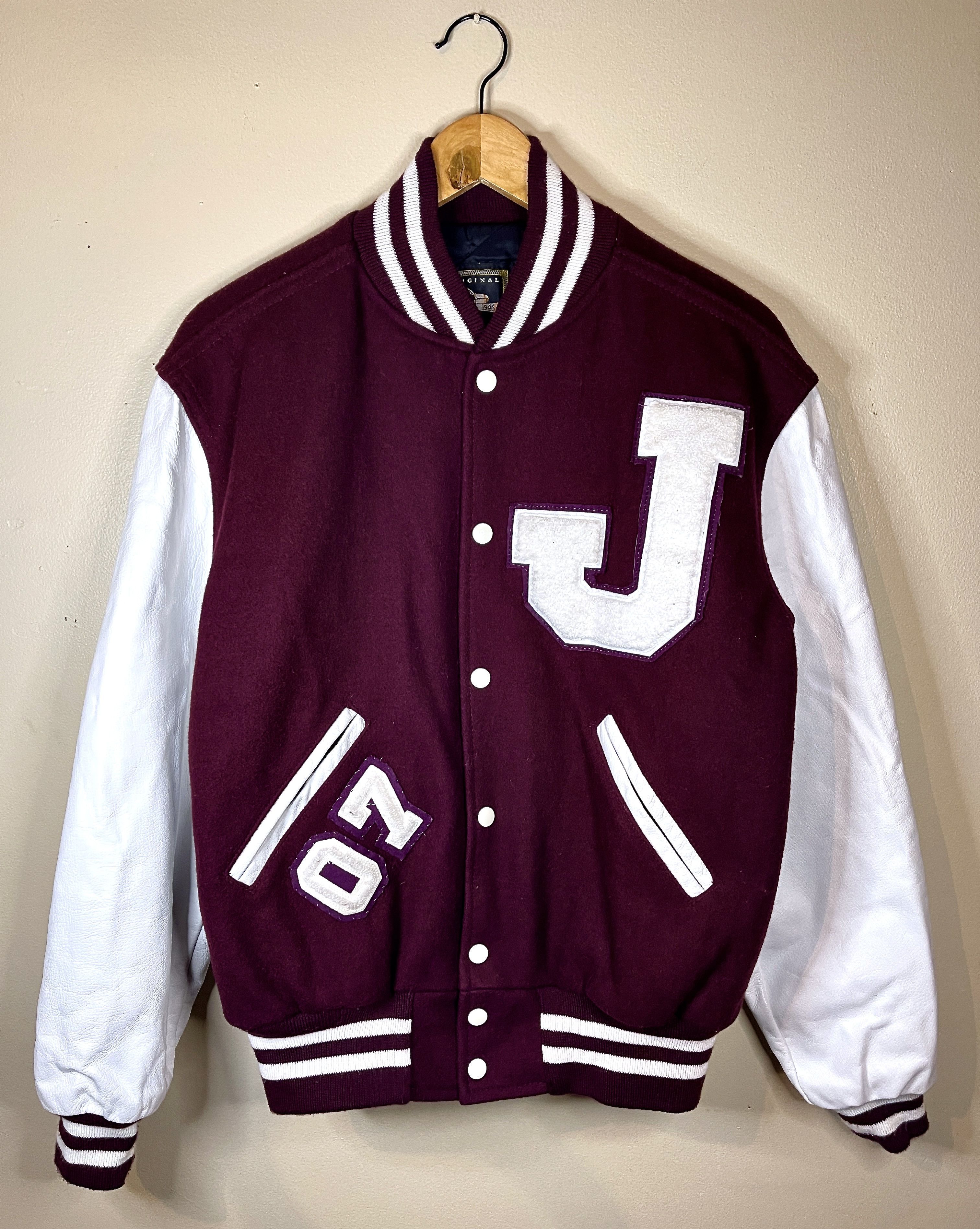 image of Holloway Vintage Letterman Varsity Jacket in Maroon, Men's (Size Small)