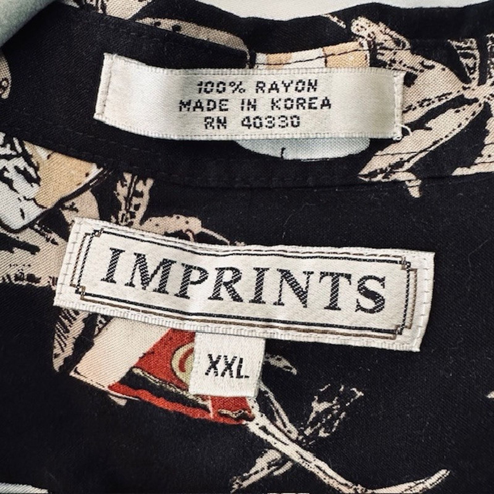 Other Imprints Hawaiian Button XXL Shirt, Black w/Cocktails/Trees Size US XXL / EU 58 / 5 - 2 Thumbnail