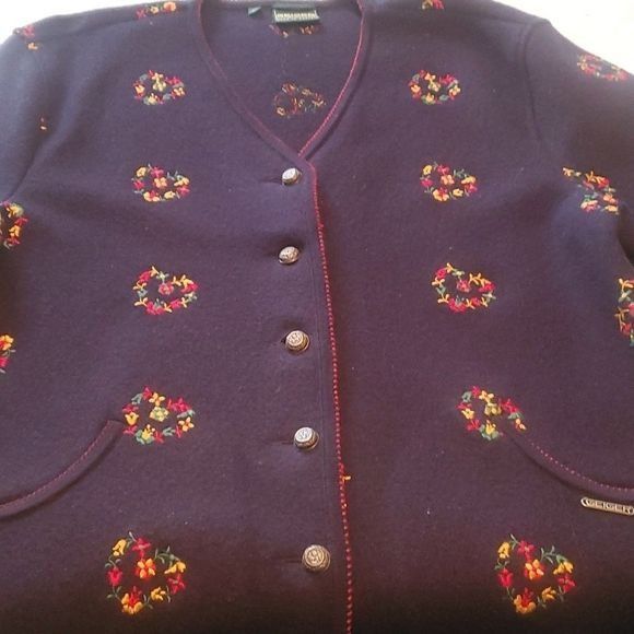 Vintage Geiger Austria Sz. 40 M L Embroidered Art 100% Boiled Navy B Size XL / US 12-14 / IT 48-50 - 9 Thumbnail