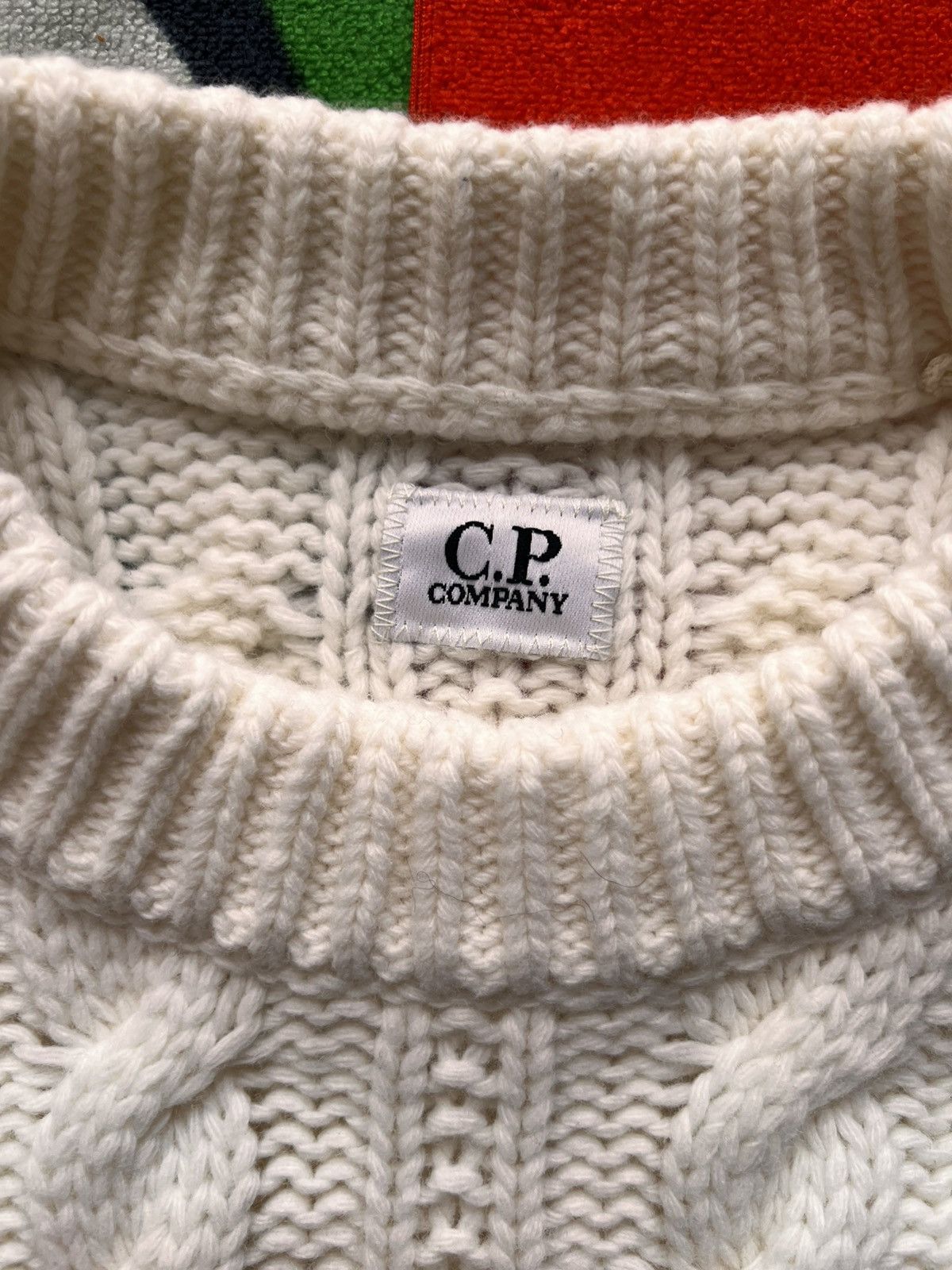 C.P. Company L C.P. Company Cable Knit Sweater Off White pullover jumper Size US L / EU 52-54 / 3 - 6 Thumbnail