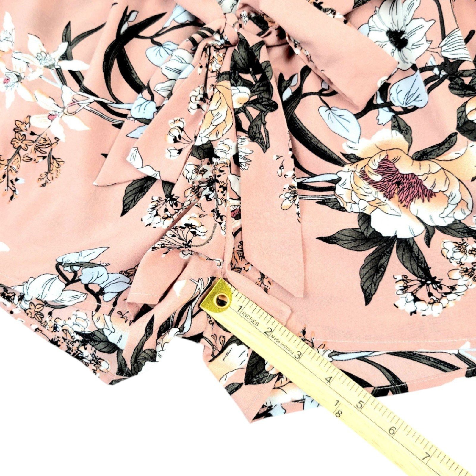 Shein Women's Shein L Floral Belted Paper Bag Shorts - Trendy Muav Size 28" / US 6 / IT 42 - 9 Thumbnail