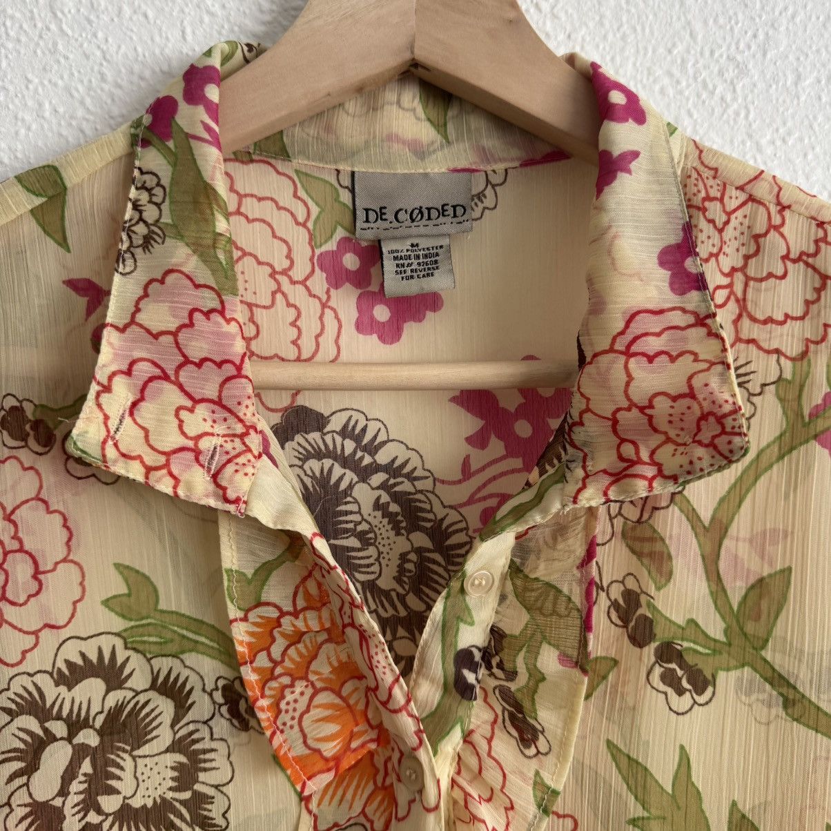 Other DE.CODED Y2K Yellow Floral Sheer Ruffle Button Up Top Size M / US 6-8 / IT 42-44 - 8 Thumbnail