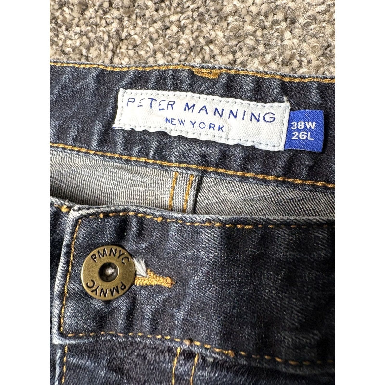 Denime Peter Manning Jeans Mens 38x26 Blue Denim Standard Fit Designer Stretch - Vintage Size US 38 / EU 54 - 3 Thumbnail