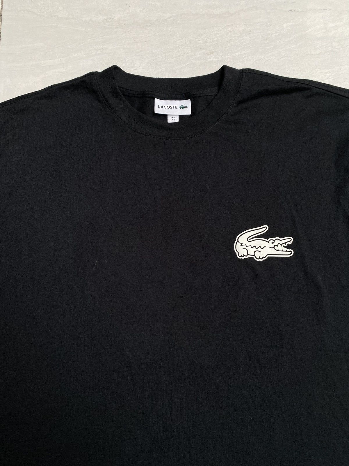 Lacoste LACOSTE Black Logo Oversize Boxy T-shirt Size US L / EU 52-54 / 3 - 3 Thumbnail
