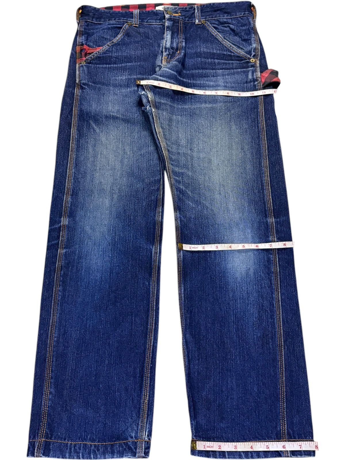 Tommy Hilfiger × Tommy Jeans Vintage Tommy Blue Wash Carpenter Distressed Loose Jeans Size US 32 / EU 48 - 15 Thumbnail
