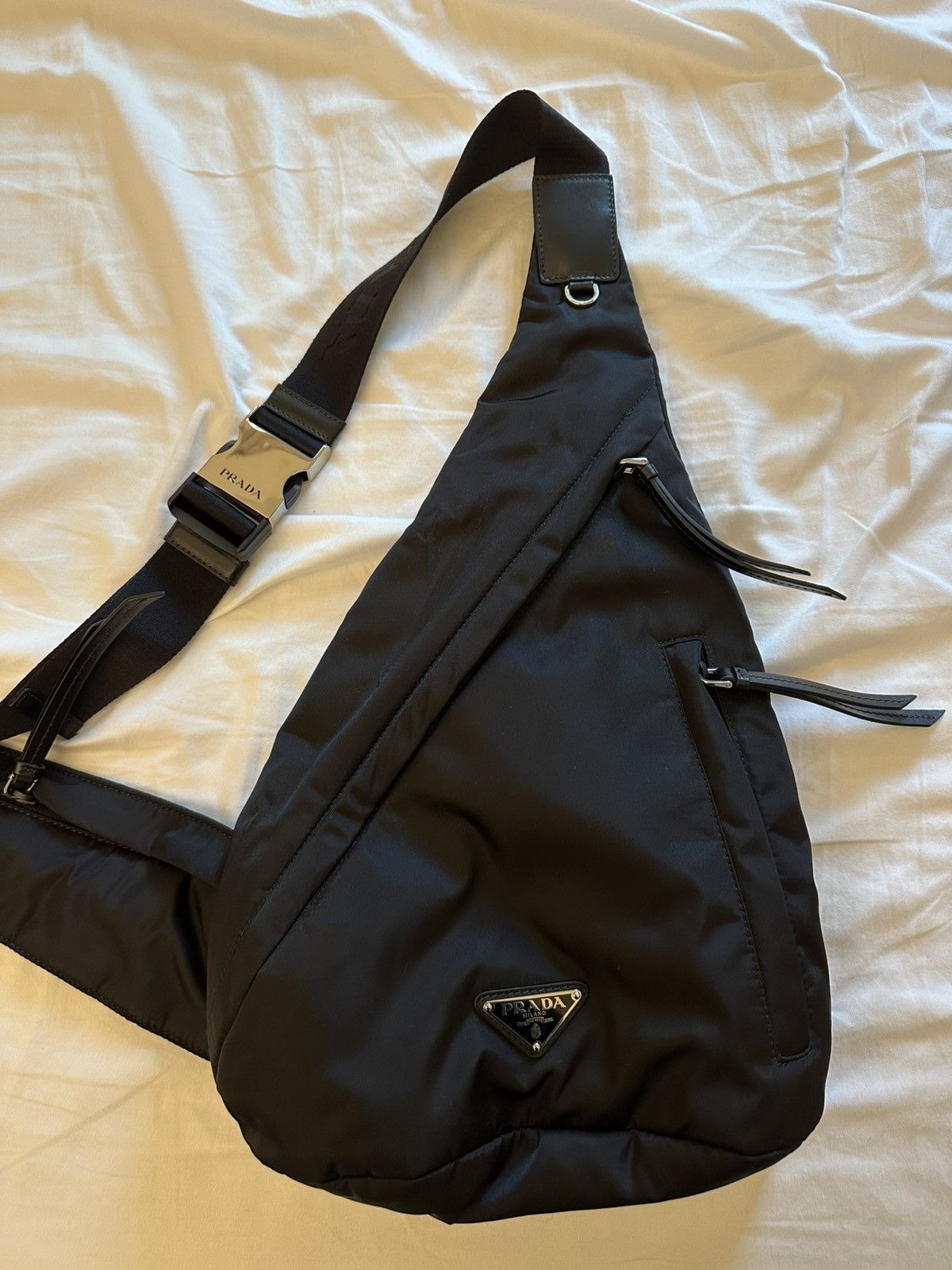Prada 2VZ092 Prada Crossbody Sling Bag Backpack Nylon Black | Grailed