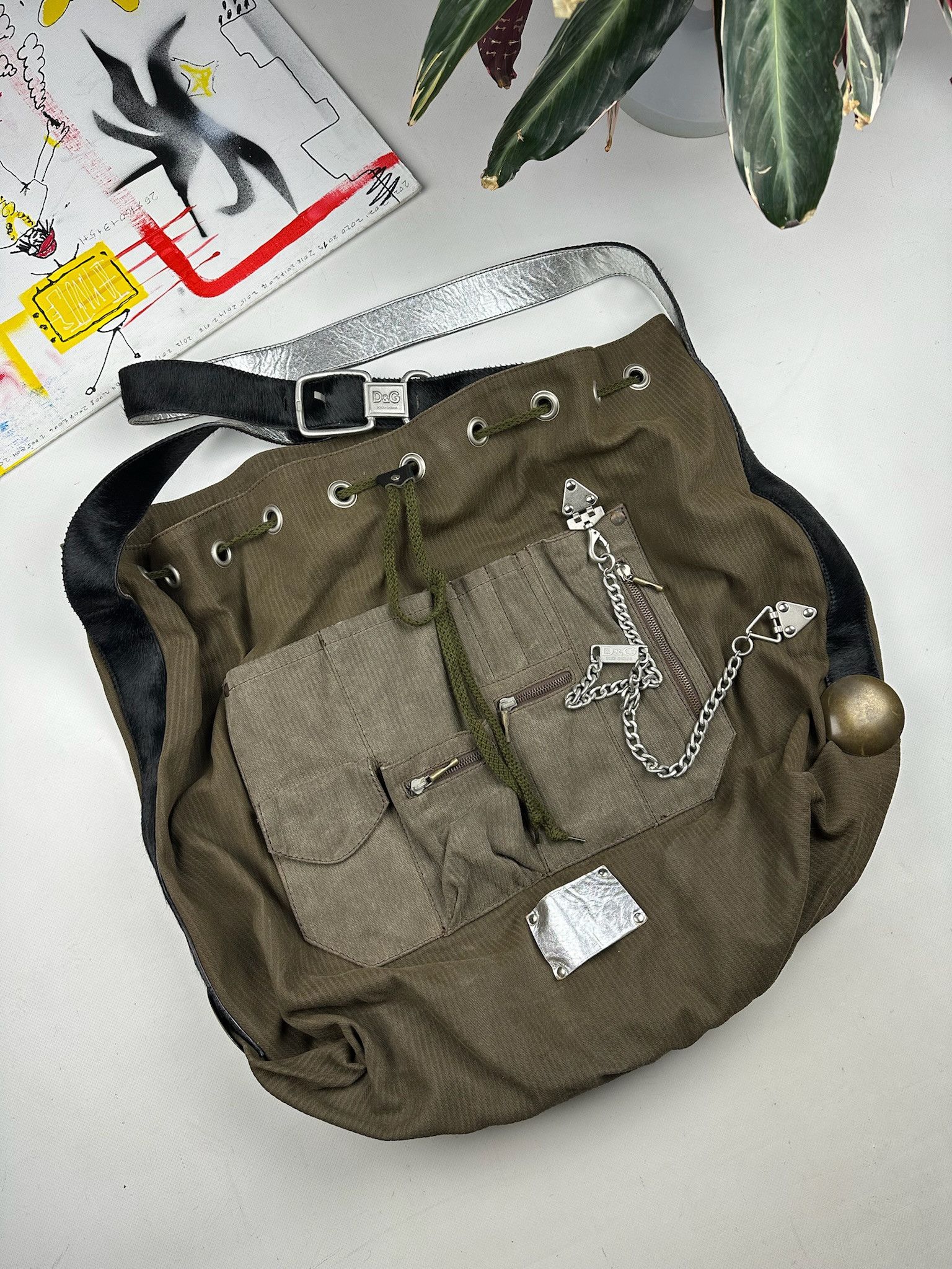 2000s Dolce & Gabbana Black army Cargo Shoulder Bag
