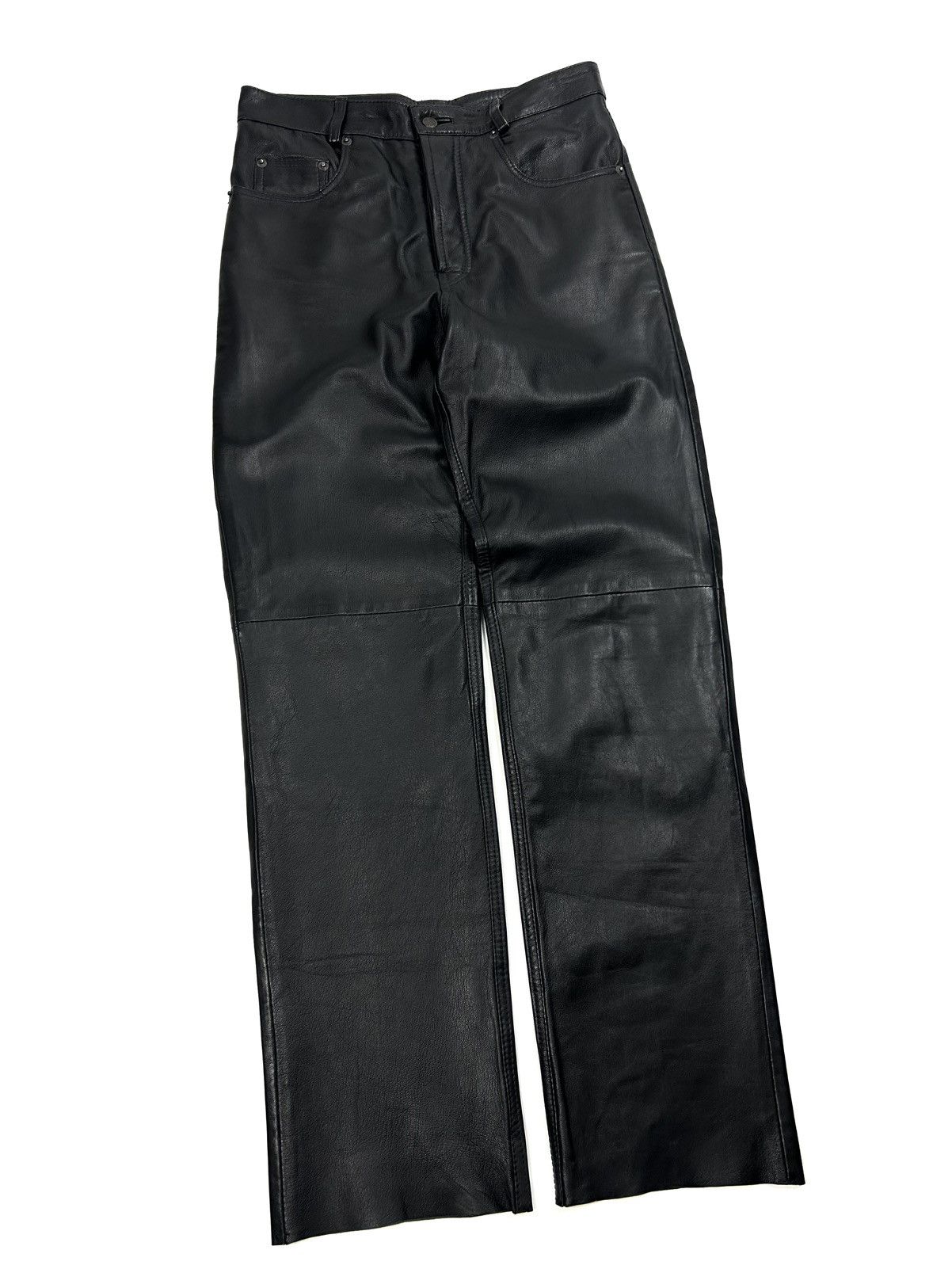 Genuine Leather Vintage The King Black Genuine Leather Pants Avant Garde Y2K Size US 33 - 2 Thumbnail