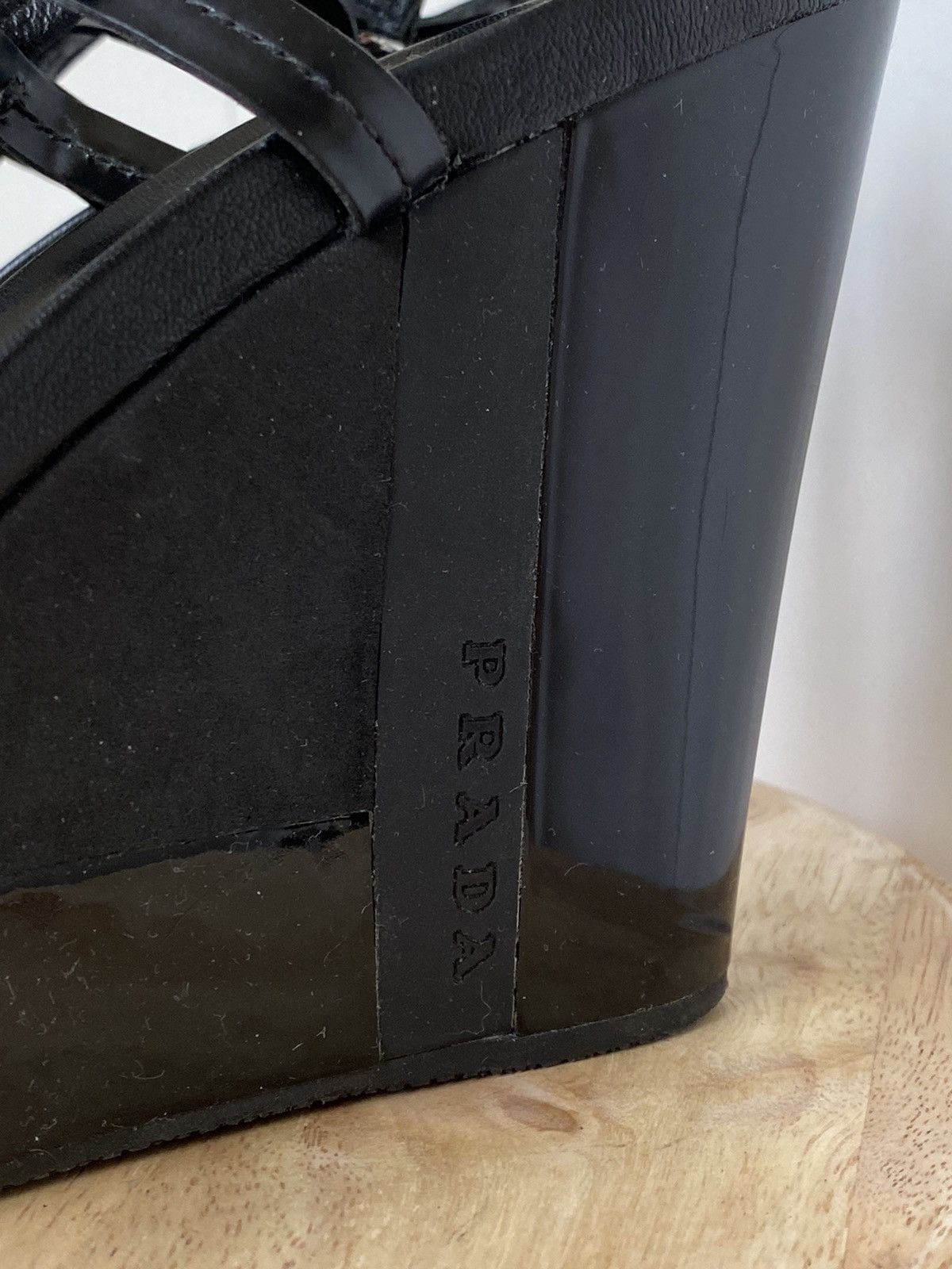 Prada × Vintage Prada Vintage Straps Patent Leather Sandals Platform Wedges Size US 9 / IT 39 - 5 Thumbnail