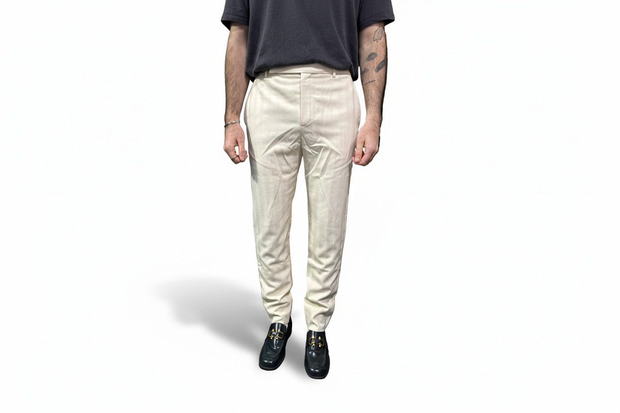 Saint Laurent Paris Craie Satin Stripe Tailored Trousers Size US 34 / EU 50 - 2 Thumbnail
