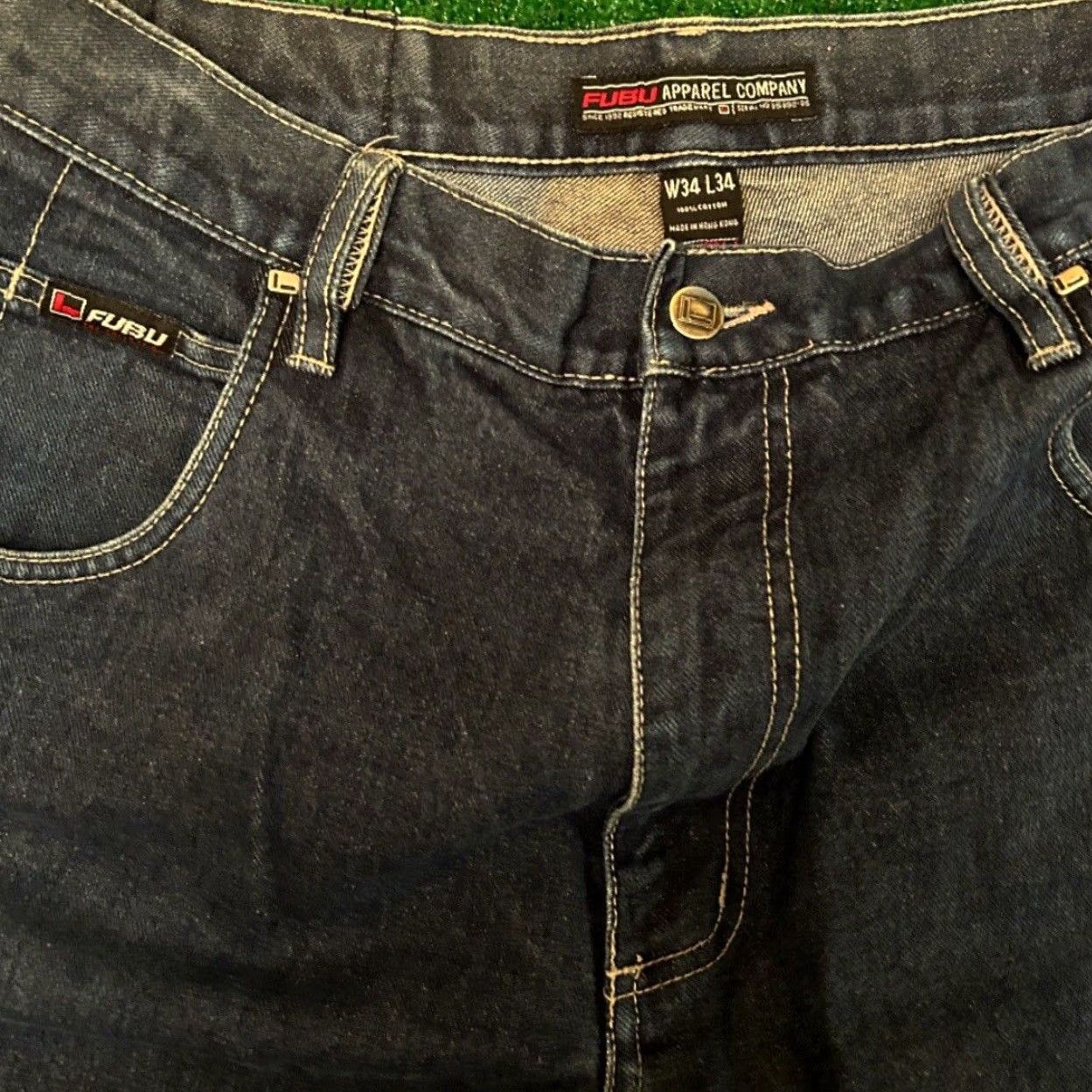 Fubu VINTAGE FUBU Baggy Jeans Skater Grunge Hip Hop VTG Mens 34 34x34 Denim Blue Wide-Leg Relaxed 1990s 2000s Mens Size US 34 / EU 50 - 4 Thumbnail