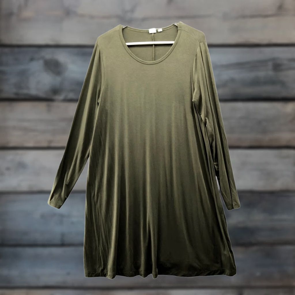 Gap Gap Long Sleeve Rayon Swing Dress Womens L Moss Green Jersey Knit Pullover Size L / US 10 / IT 46 - 1 Thumbnail