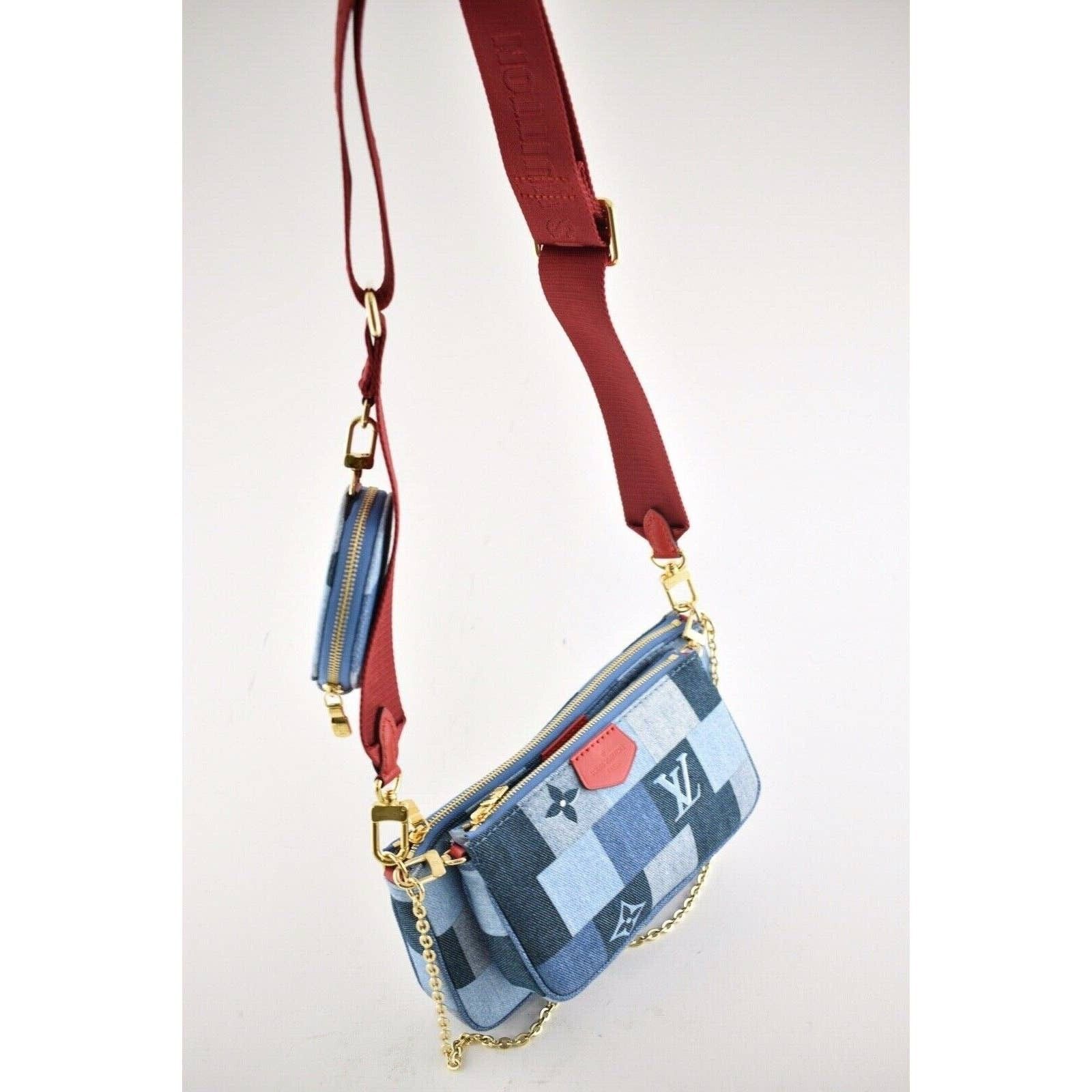 Louis Vuitton Louis Vuitton Patchwork Denim Blue Red Crossbody Bag Size ONE SIZE - 5 Thumbnail