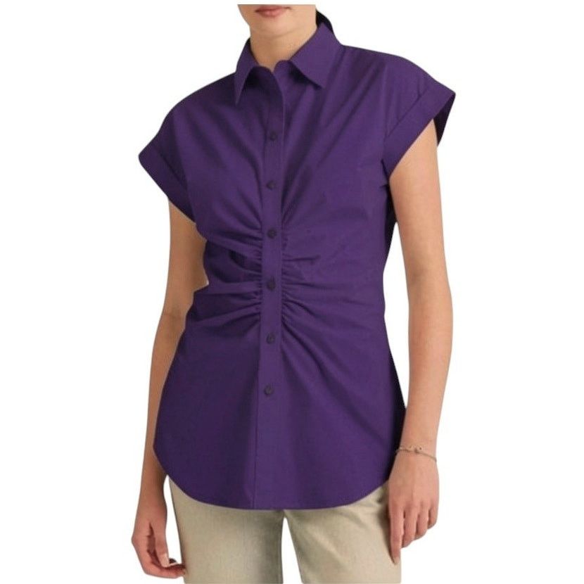 Lauren Ralph Lauren Lauren Ralph Lauren Pleated Purple Button Up Top Sz 6 Size M / US 6-8 / IT 42-44 - 1 Thumbnail