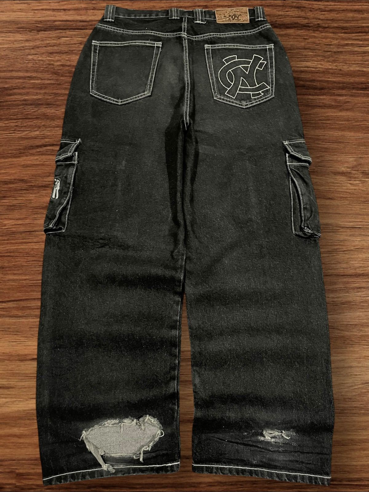 Hypebeast ⚡️High Waist⚡️Y2K Hip Hop Style Embroidered Slogan Baggy Jeans Size US 32 / EU 48 - 2 Thumbnail