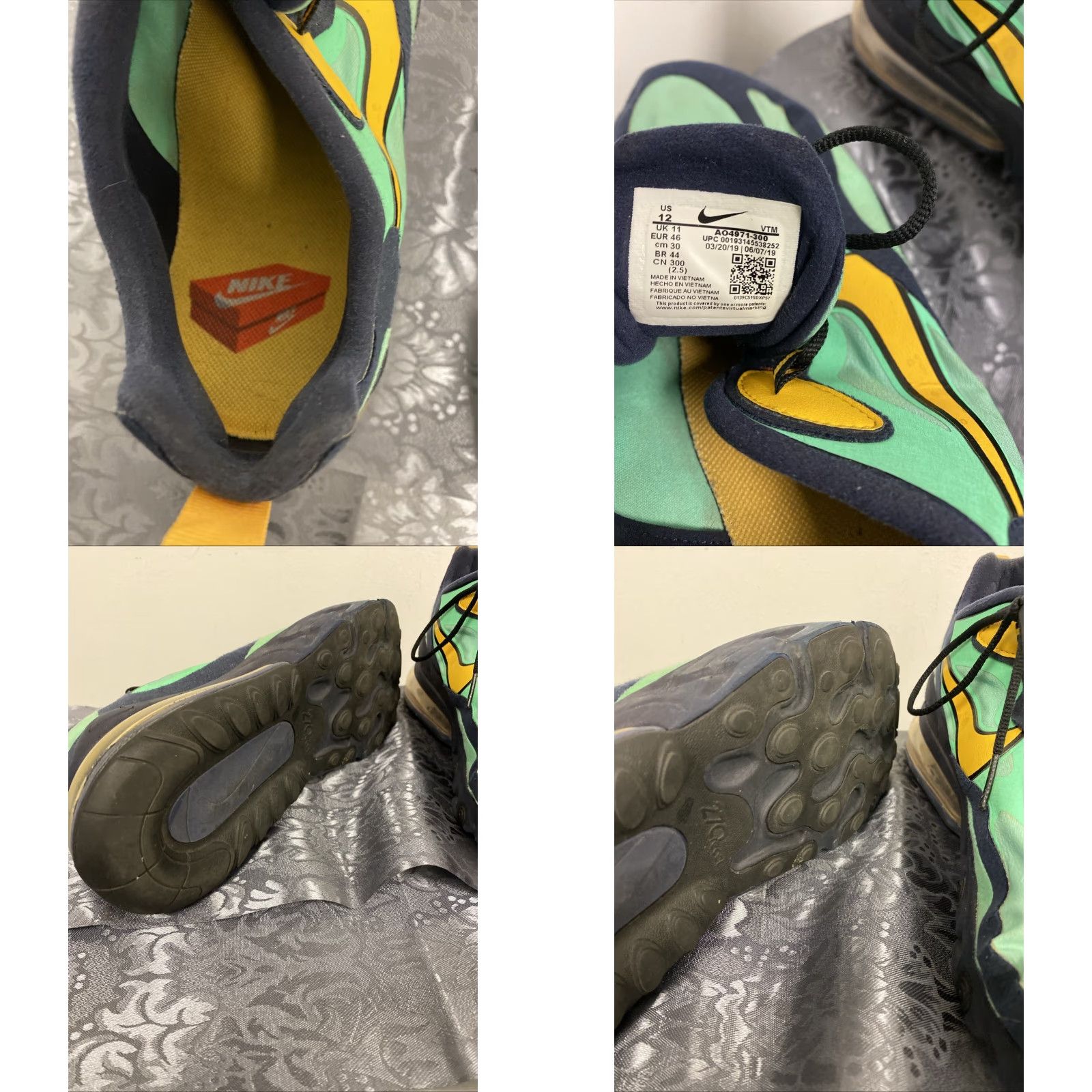 Nike Nike Air Max 270 React ENG Size 12 Mens Green Yellow Size US 11 / EU 44 - 8 Thumbnail