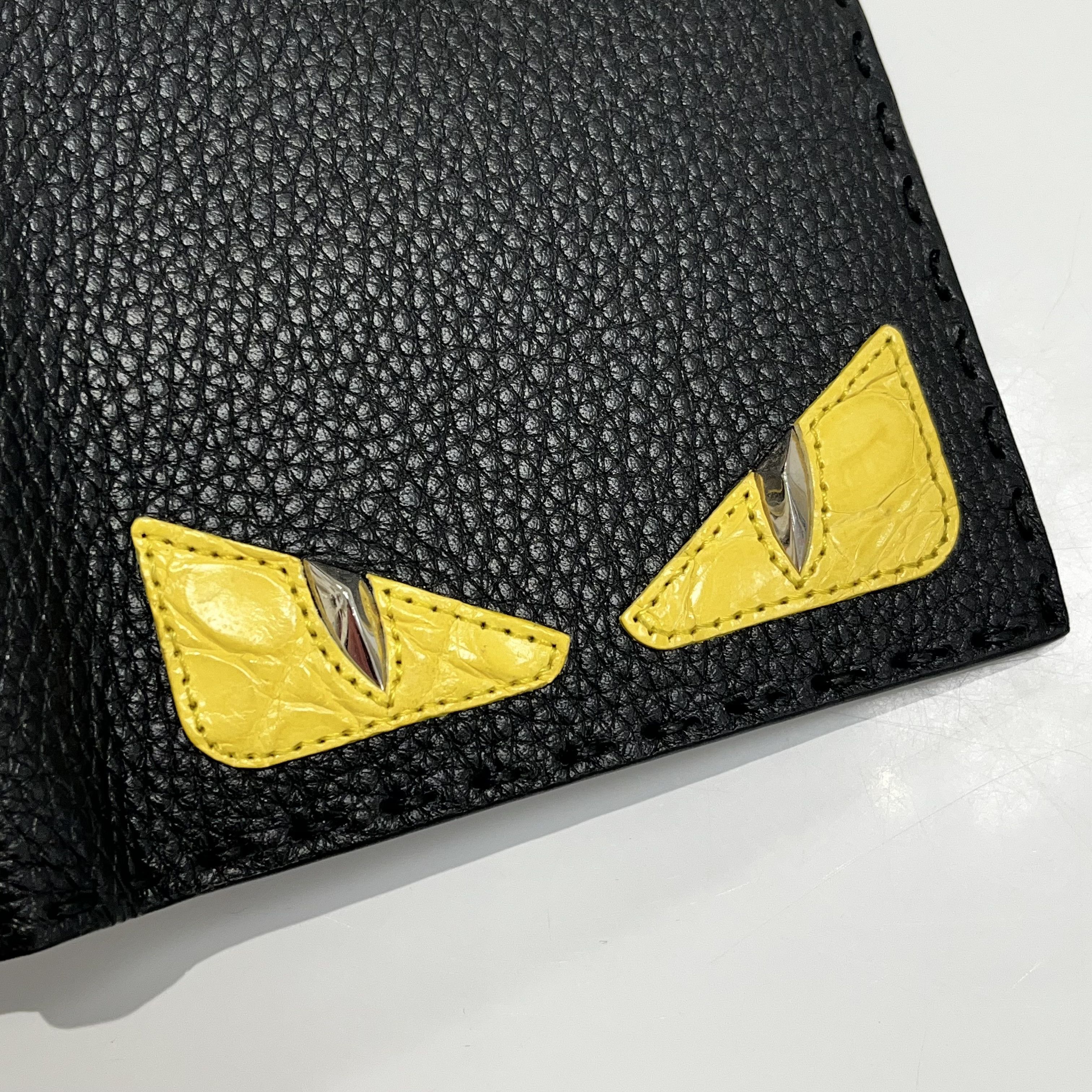 Fendi Fendi Calf Cayman Leather Wallet Black/Yellow Size ONE SIZE - 9 Thumbnail