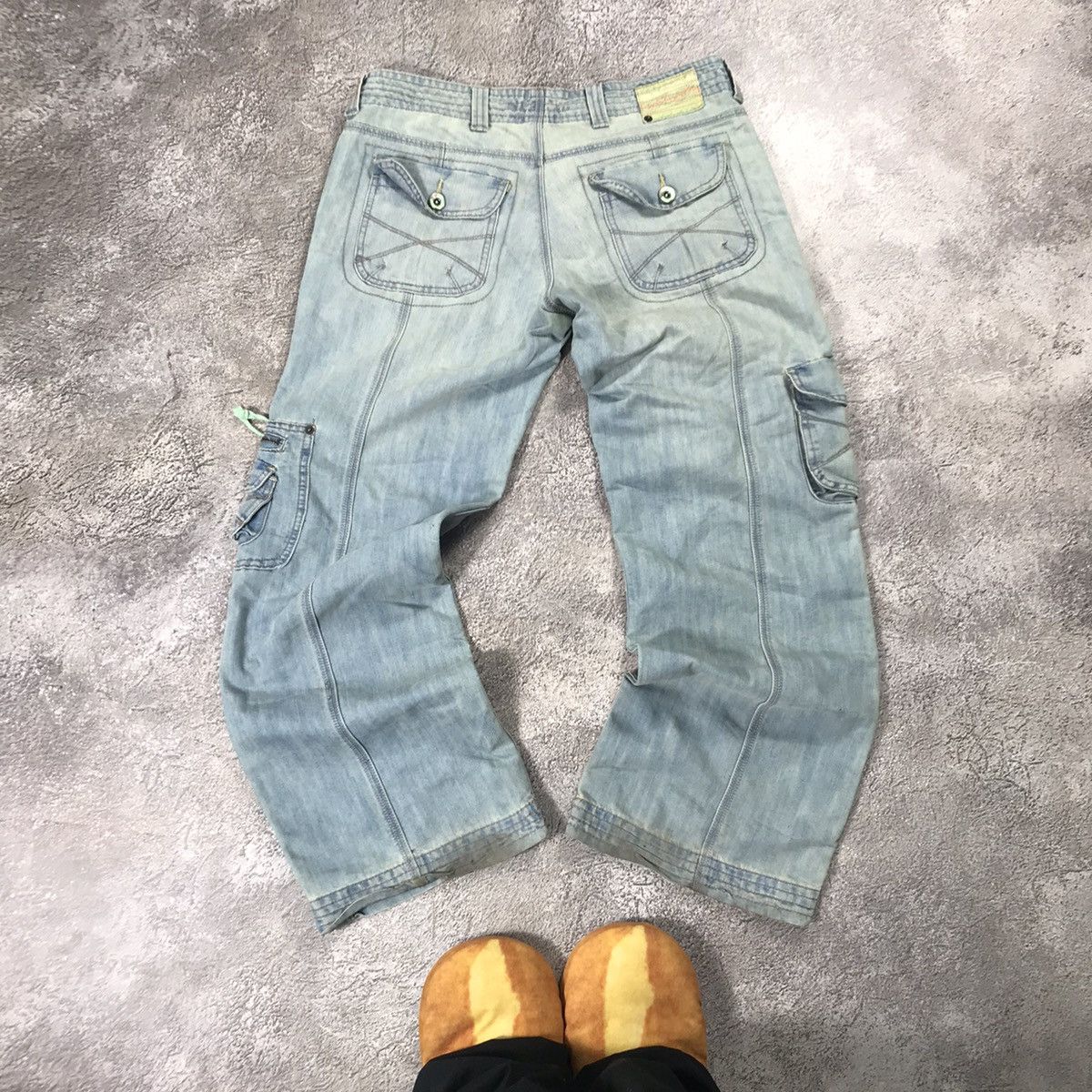 Vintage Y2K Baggy Distressed Cargo Jeans Skate Streetwear W31 Logo Size 31" - 6 Thumbnail