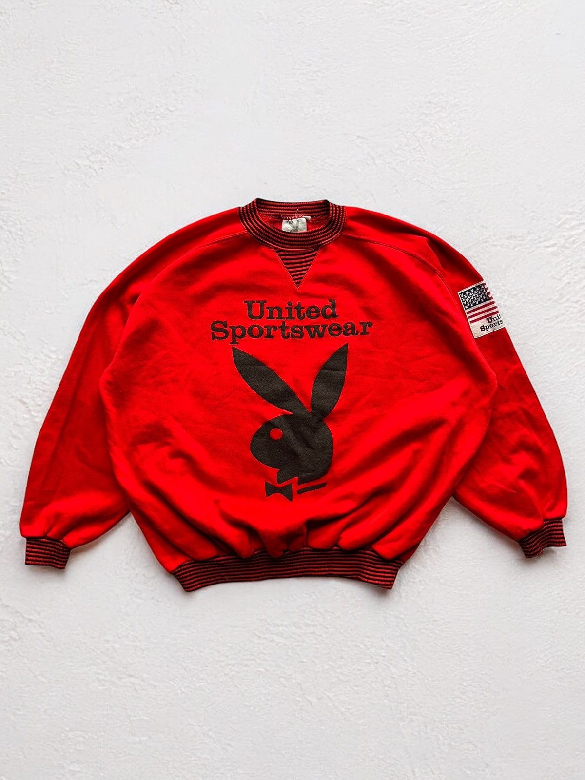 Playboy PLAYBOY 80s LICENSED RARE USA FLAG SWEATSHIRT MADE IN ITALY Size US M / EU 48-50 / 2 - 1 Thumbnail
