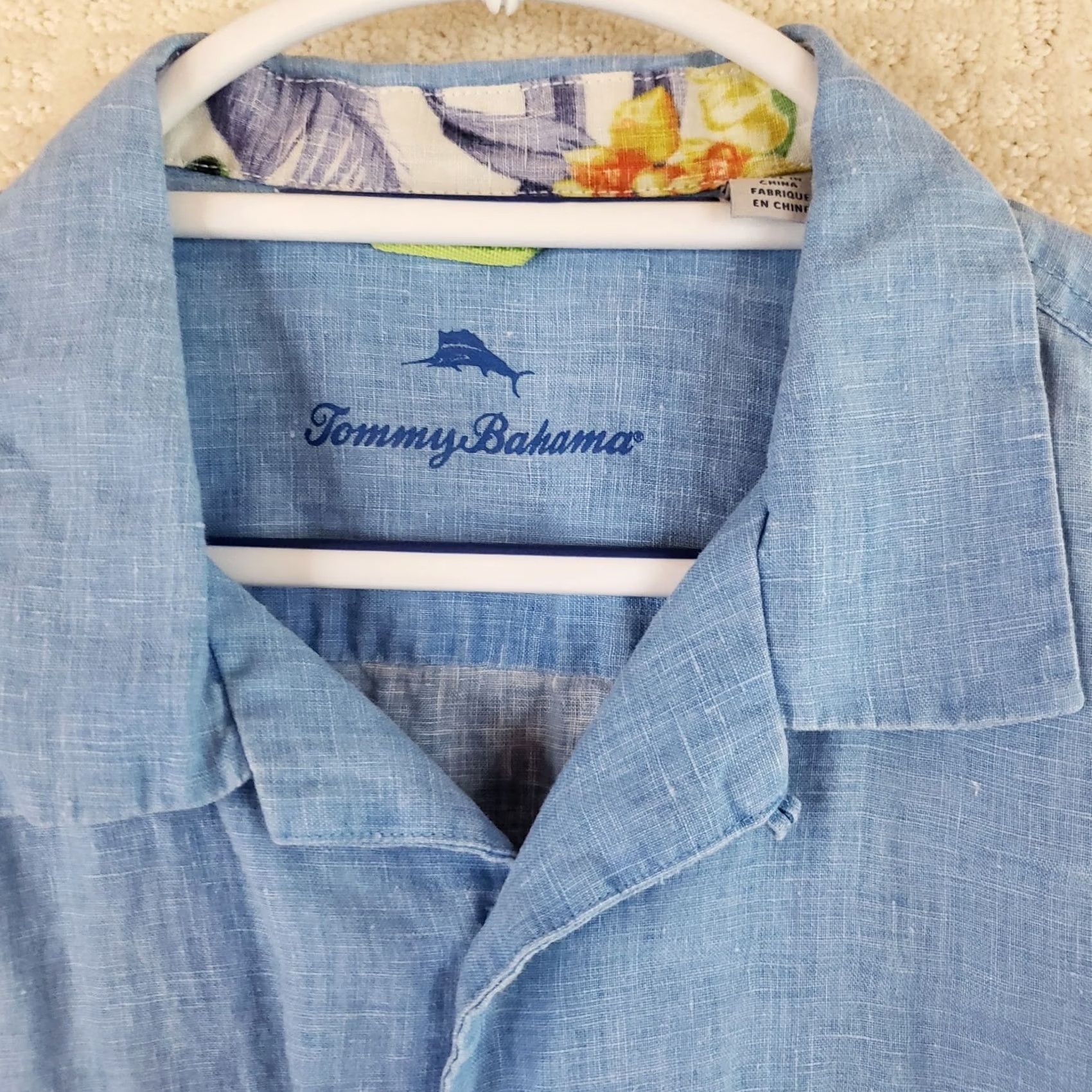 Tommy Bahama Tommy Bahama Shirt Men's L Blue Short Sleeve Button-Up Linen 100% Linen Embroidered Pocket Beach Tropical Summer Relaxed fit Mens Size US L / EU 52-54 / 3 - 5 Thumbnail