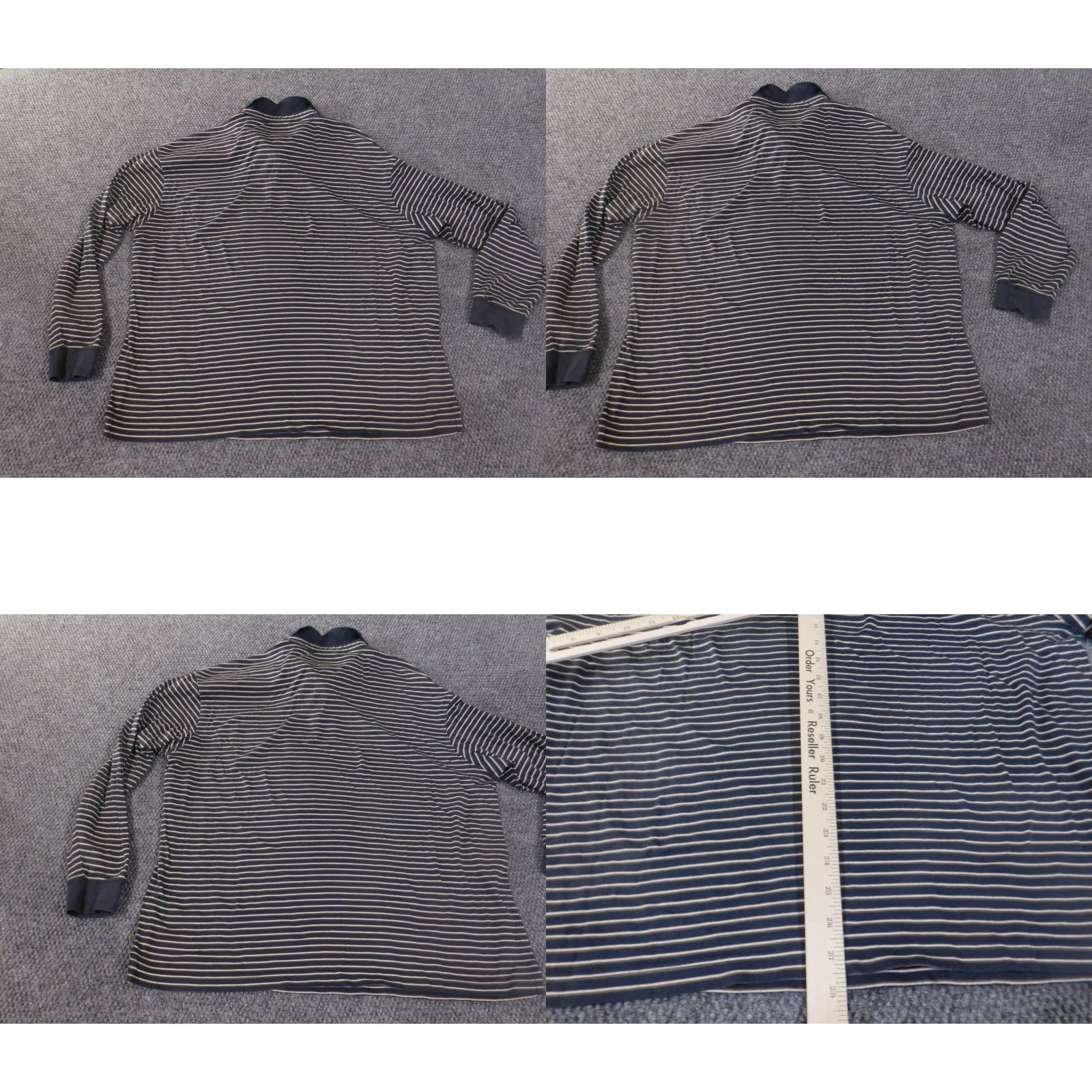 Faconnable Façonnable Men Shirt Large Striped Blue Button Pockets Classic Cotton Casual Polo Long Sleeve Size US L / EU 52-54 / 3 - 8 Thumbnail