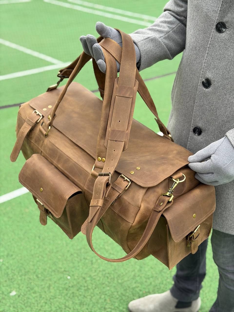 Handmade Genuine vintage leather travel bag. Duffel Bag. Handmade Size ONE SIZE - 6 Thumbnail