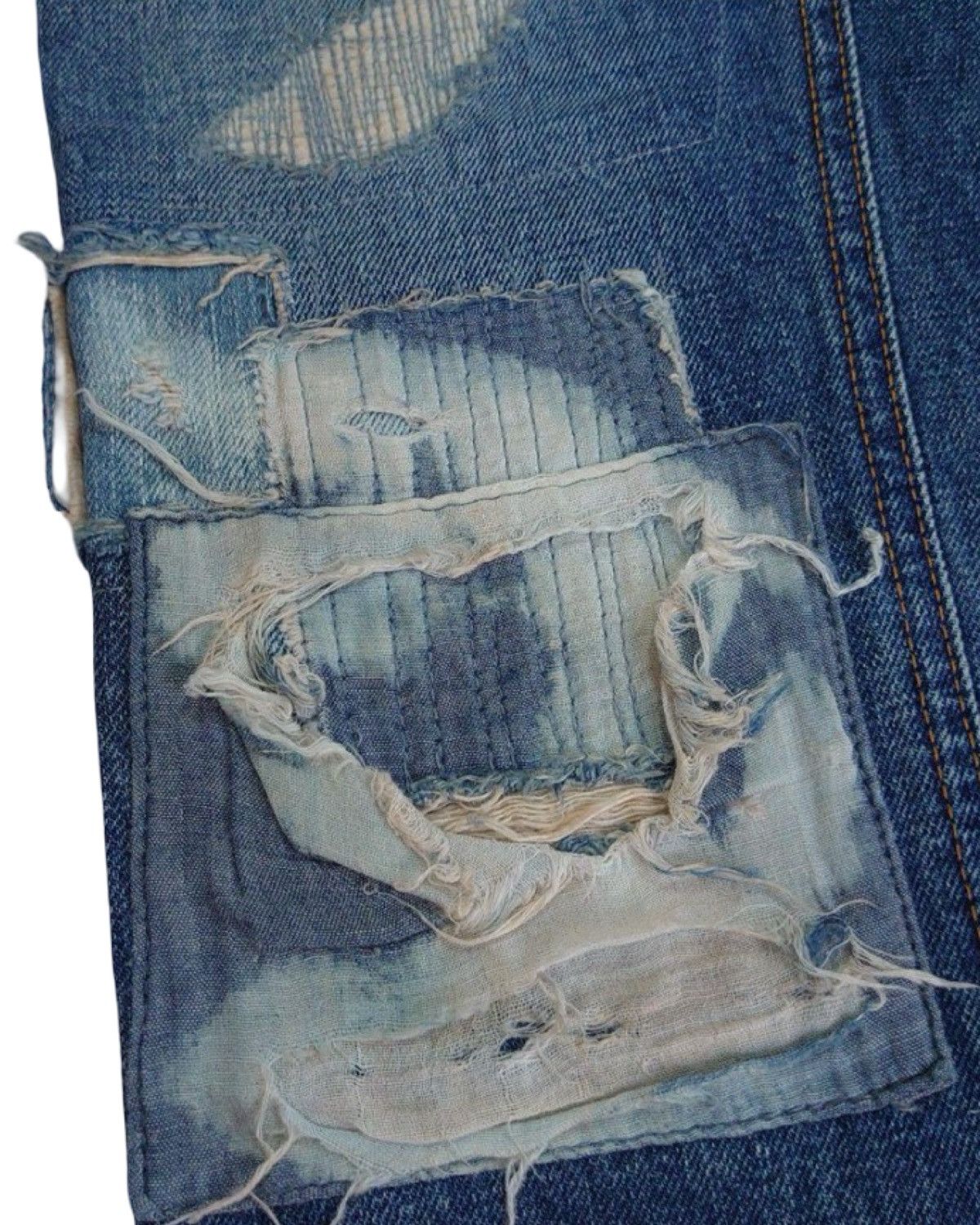 Pledge Patch Work Distressed Indigo Dyed Denim Jeans Size US 30 / EU 46 - 11 Thumbnail