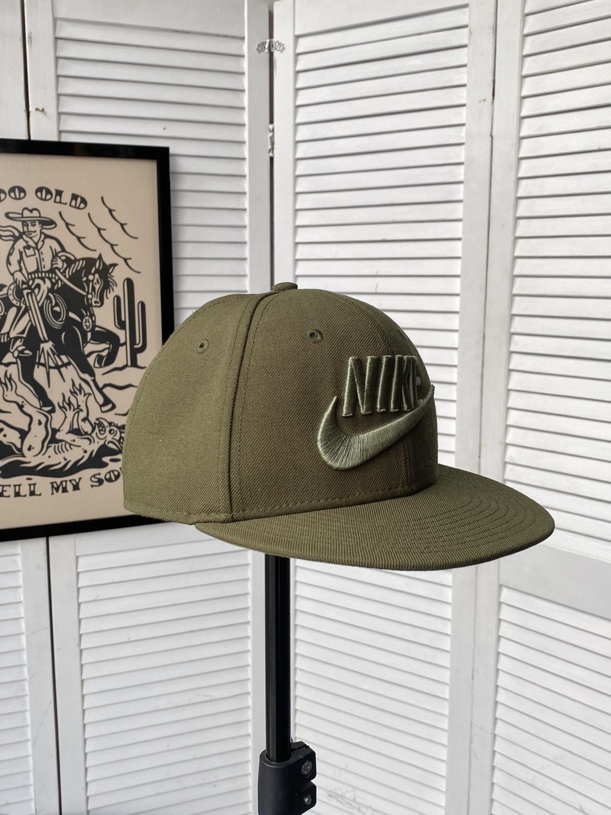Nike Nike Pro Big Logo Swoosh Snapback 3D Khaki Cap Hat Size ONE SIZE - 5 Thumbnail