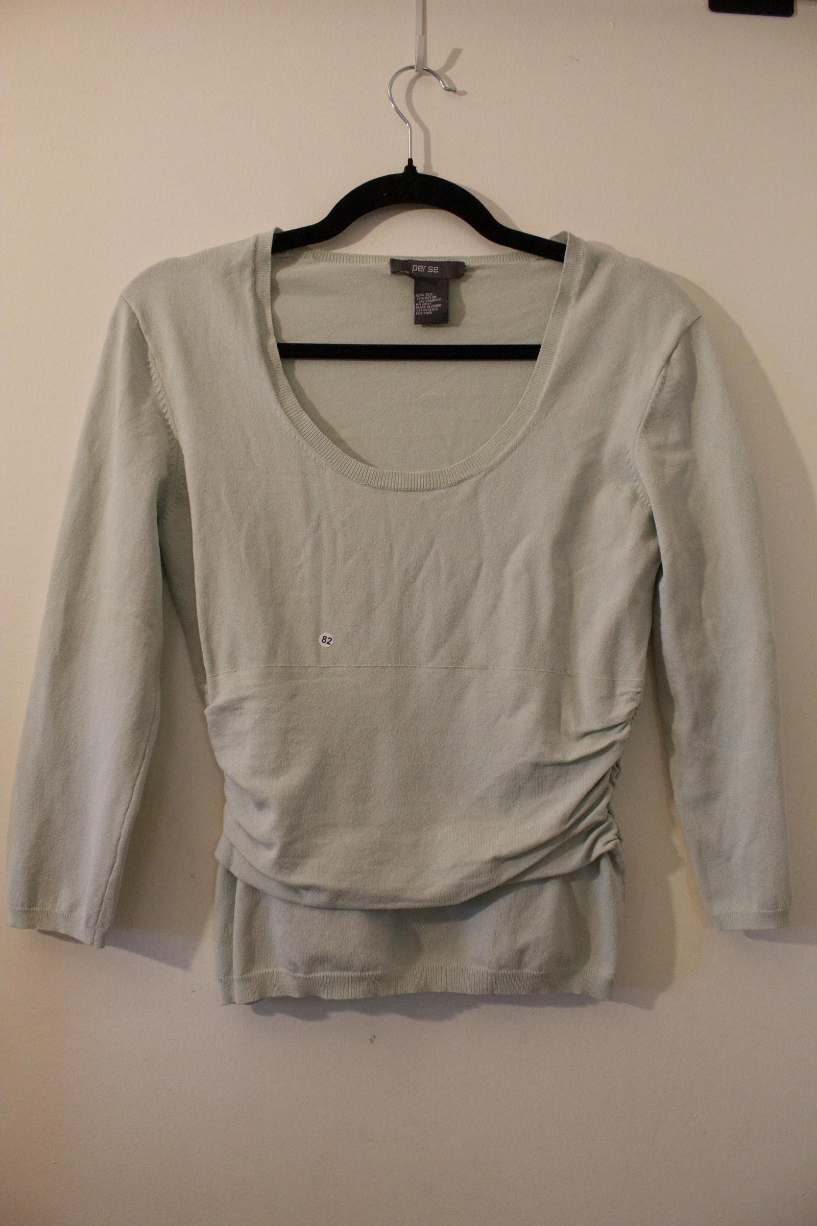 Designer Per Se Mint Green Long Sleeve Top SZ SM Size S / US 4 / IT 40 - 1 Thumbnail