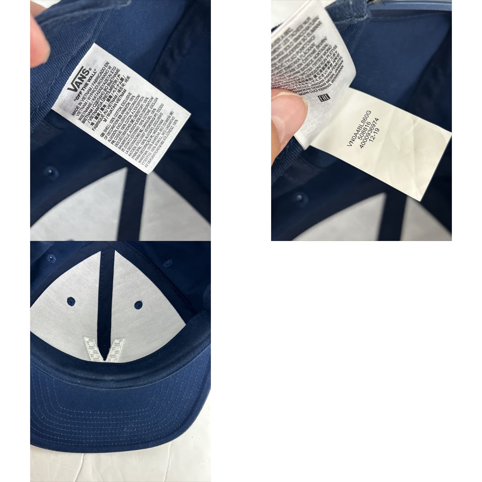 Vans VANS Snap Back Hat Navy Blue Adjustable V Embroidered Men One Size Blue Snapback Cap Size ONE SIZE - 9 Thumbnail