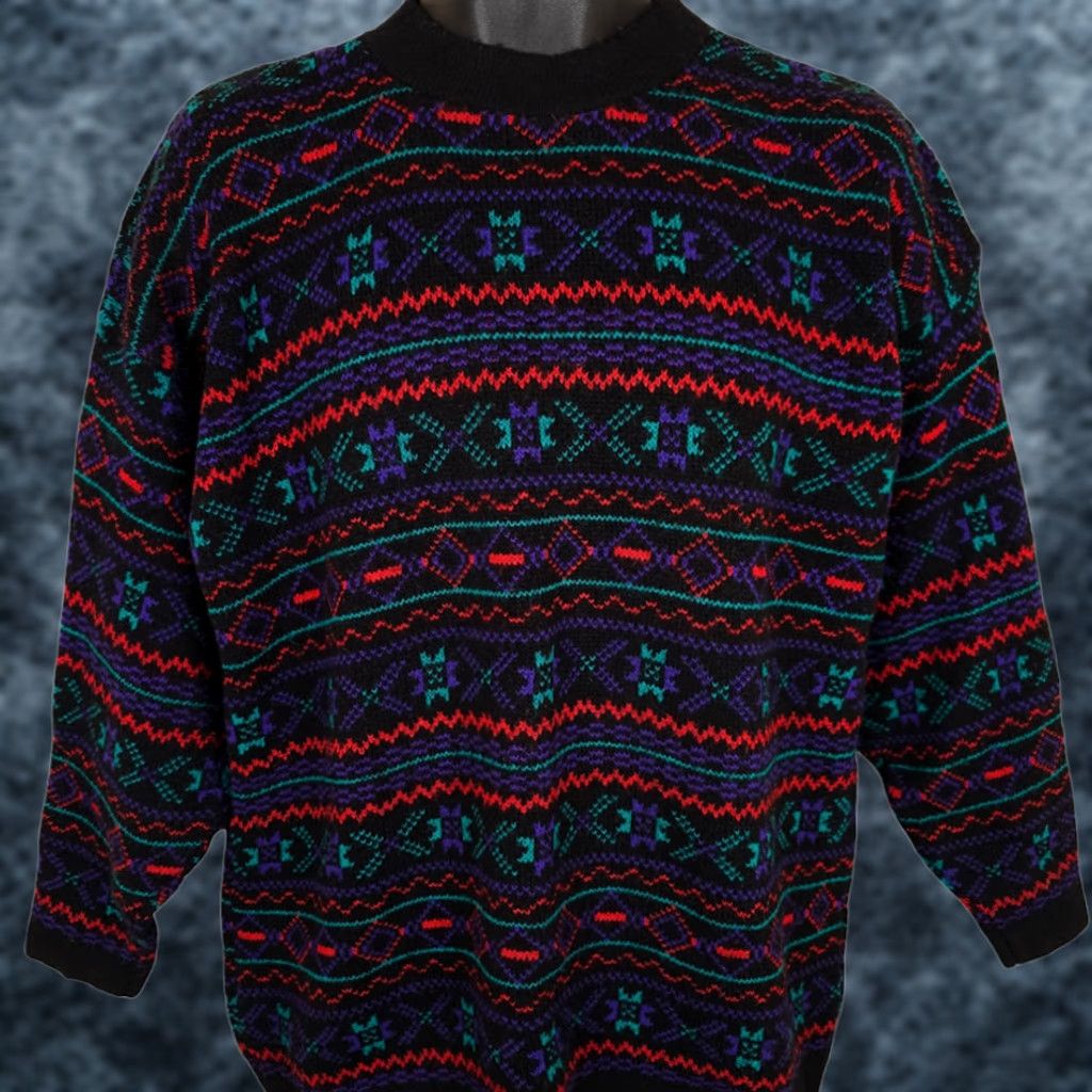 Vintage VINTAGE Woolrich Sweater Womens Size Large 90s Black Purple Southwestern Geometric Knit Pullover Wool Blend Crew Neck Long Sleeve Women's Size L / US 10 / IT 46 - 1 Thumbnail
