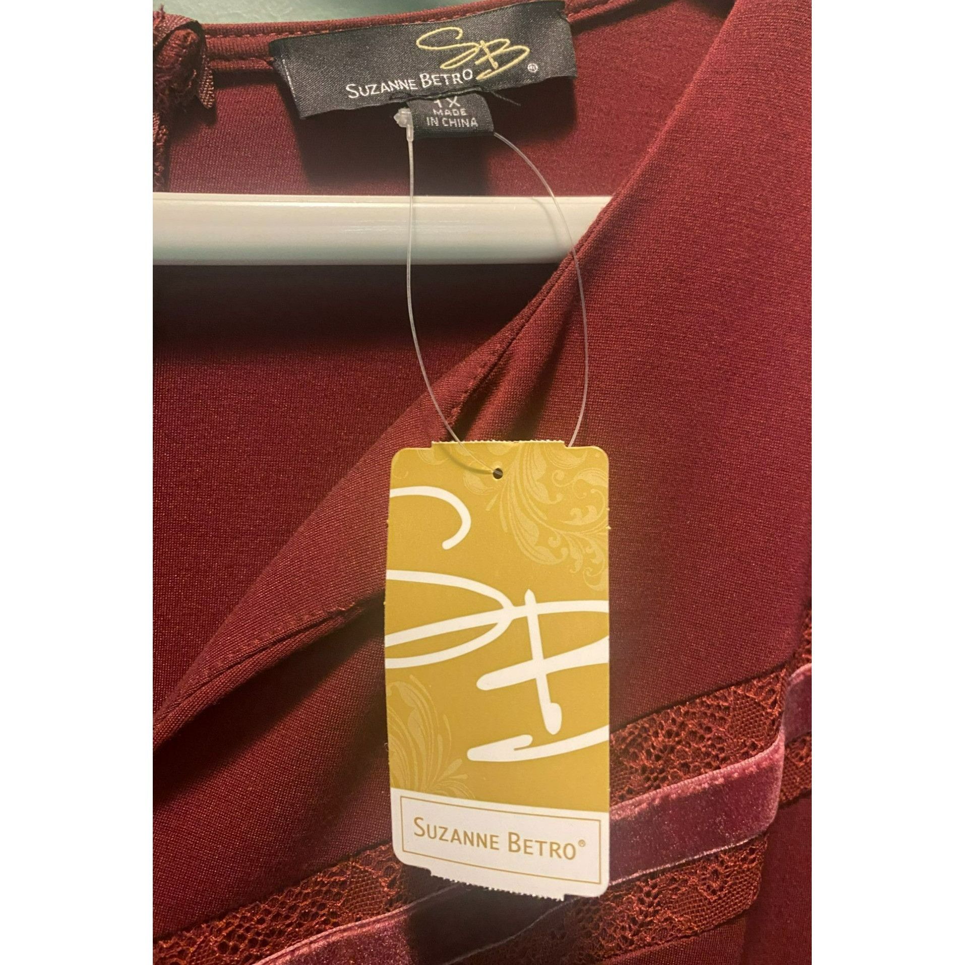 Other Suzanne Betro Womens Plus Size 1X Dress Burgundy Red Lace an Size XL / US 12-14 / IT 48-50 - 6 Thumbnail