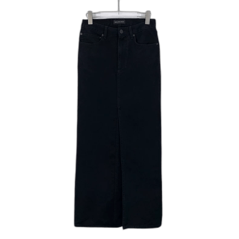 Balenciaga Balenciaga Black Cotton Denim Midi Skirt Size US 36 / EU 52 - 1 Thumbnail