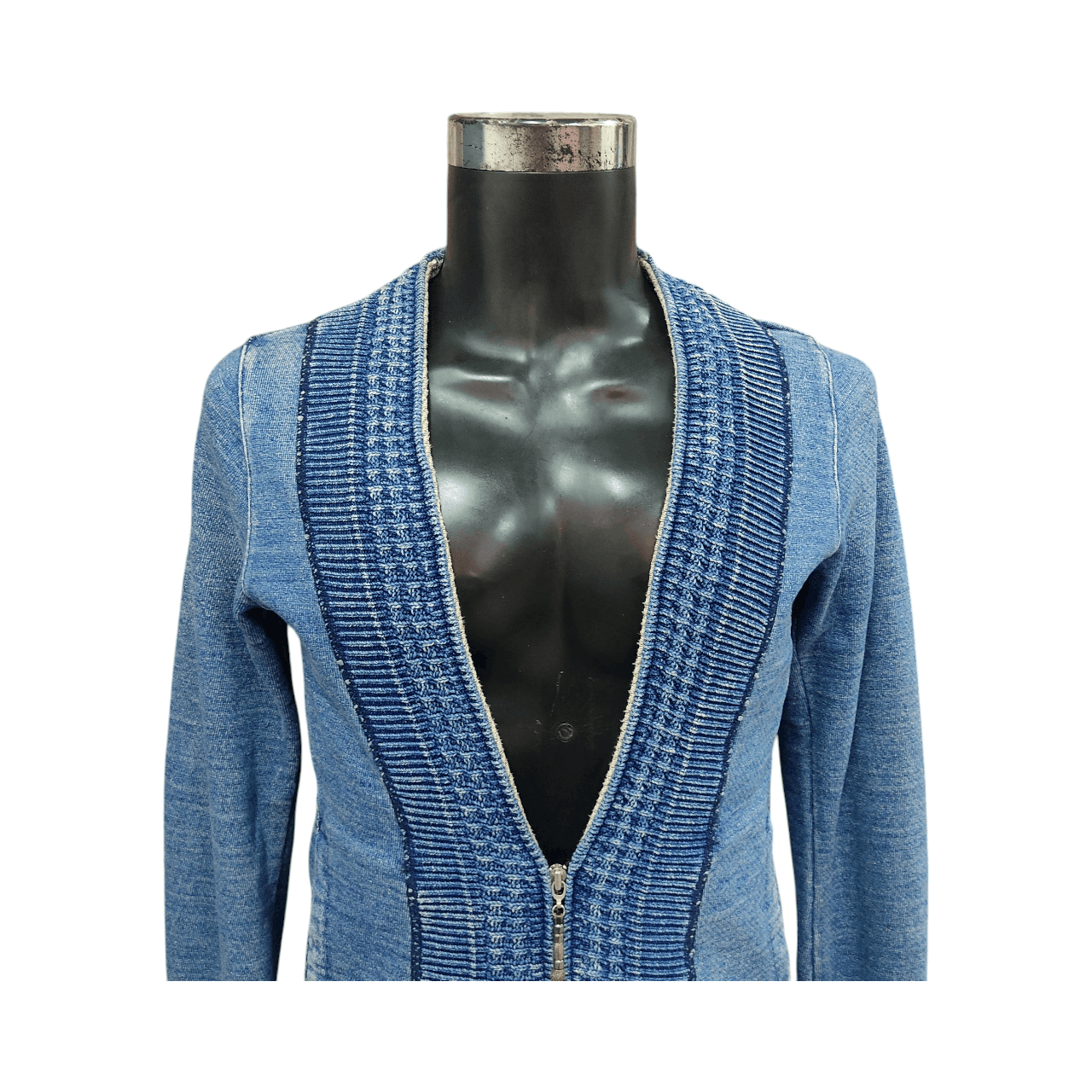 Indigo REMY RELIEF Indigo Knitted Zipper Cardigan Size US M / EU 48-50 / 2 - 2 Thumbnail